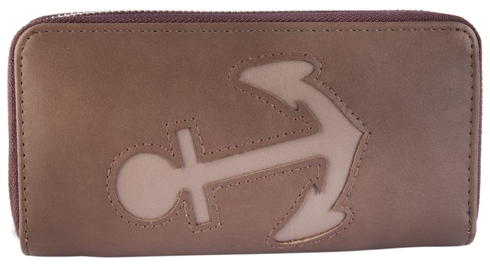 Cham Cham Damen Geldbörse aus Lederimitation mit Anker, braun/grau