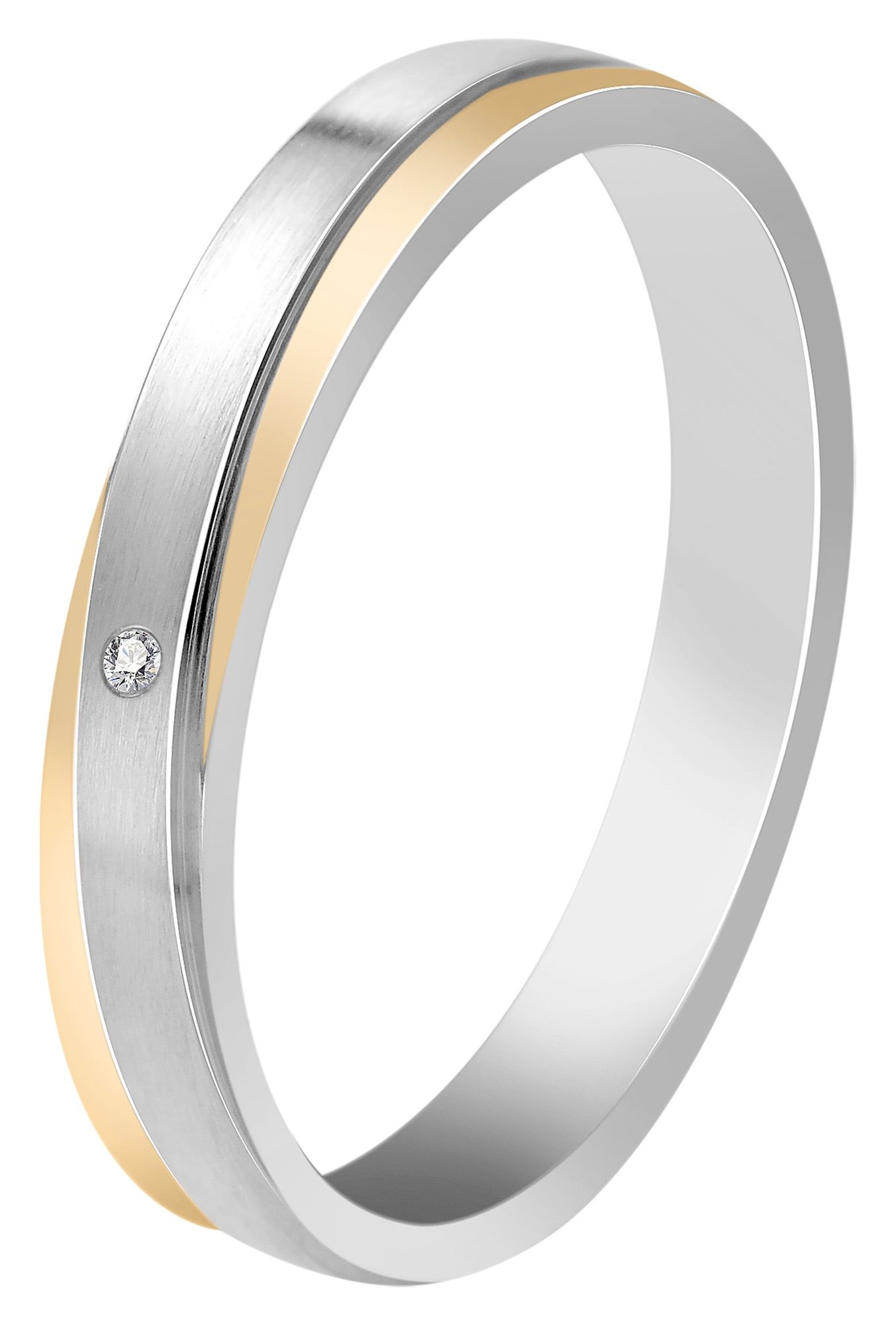 "Unity of Two" dames partnerring maat 56, roestvrij staal, similibre zetting, tweekleurig