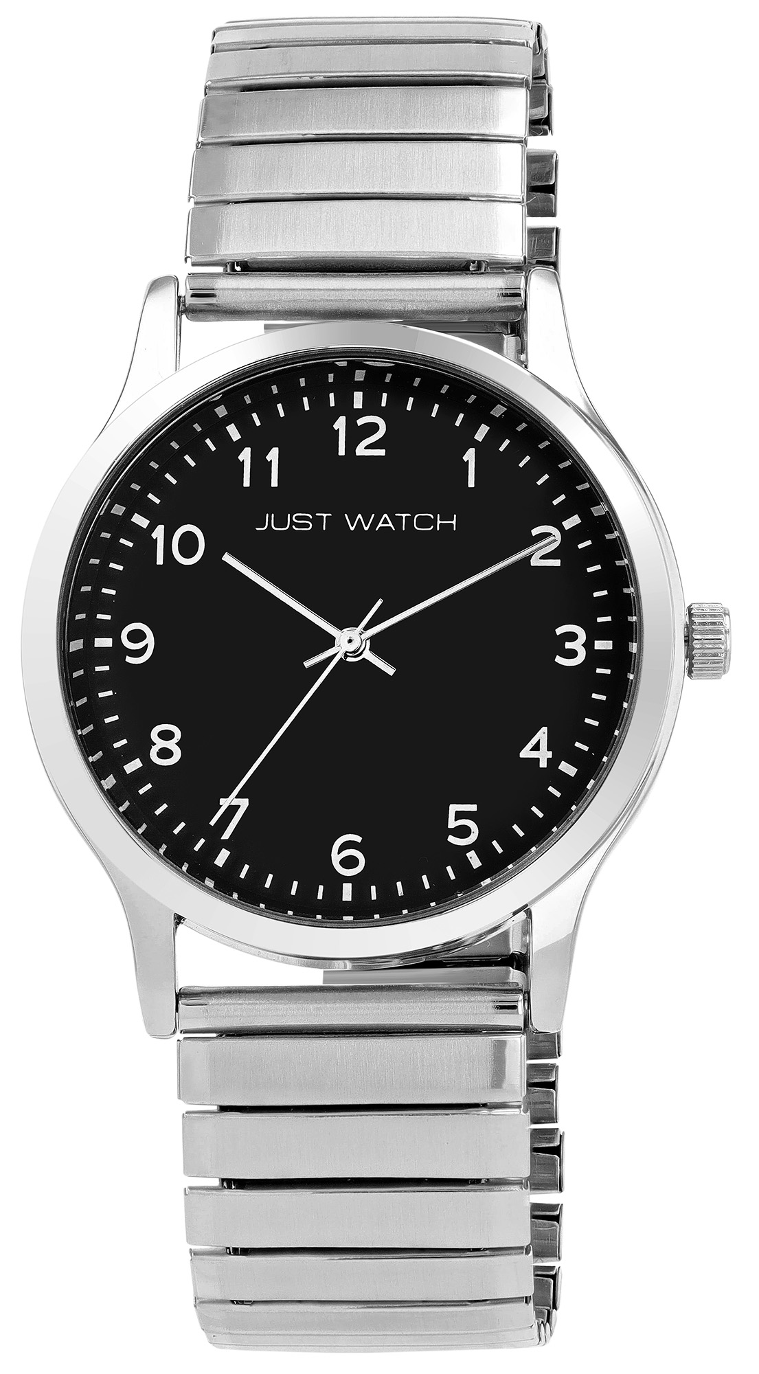 Just Watch "Ferdinand" Herrenuhr Ø 39 mm mit Edelstahl Zugband, silberfarben/ schwarz