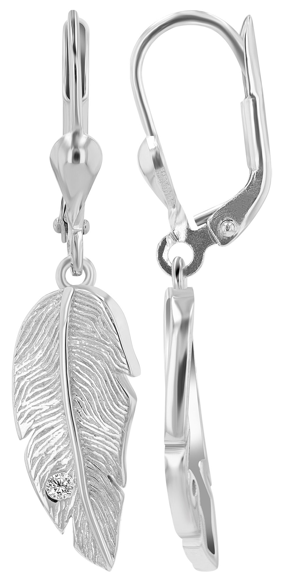 925/- Echt Silber Ohrhänger "Pluma", Feder