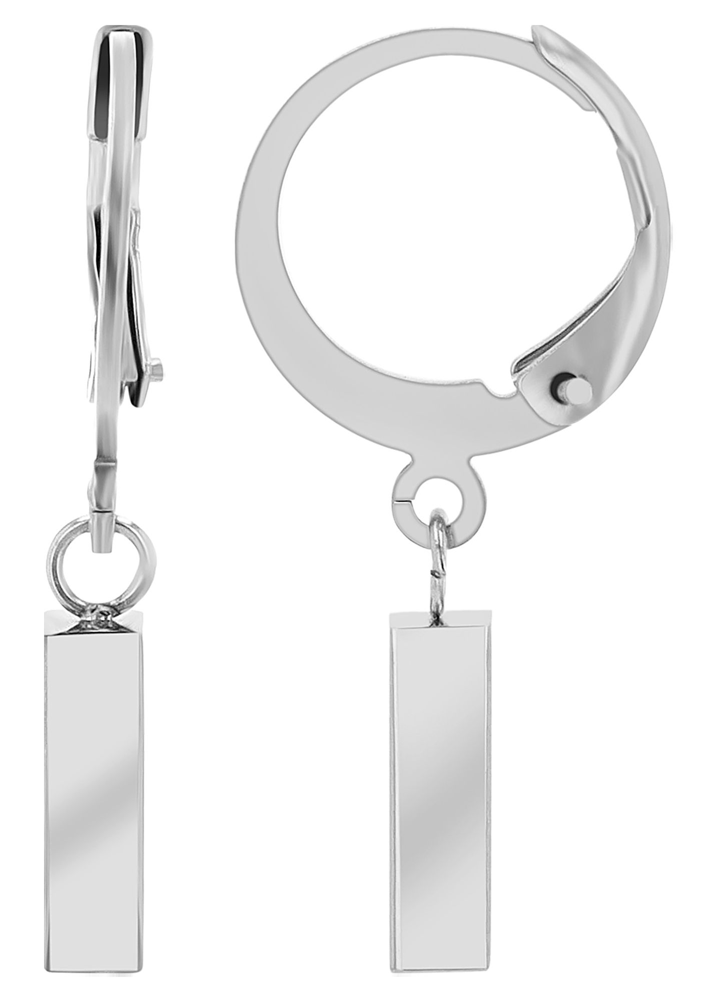 Akzent Creolen "Fedde" mit länglichem Anhänger, Edelstahl, silberfarben