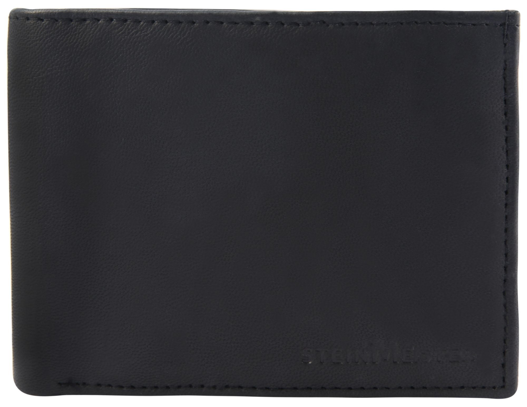 SteinMeister herenportemonnee van echt leer in zwart. Formaat 12 x 9 cm.