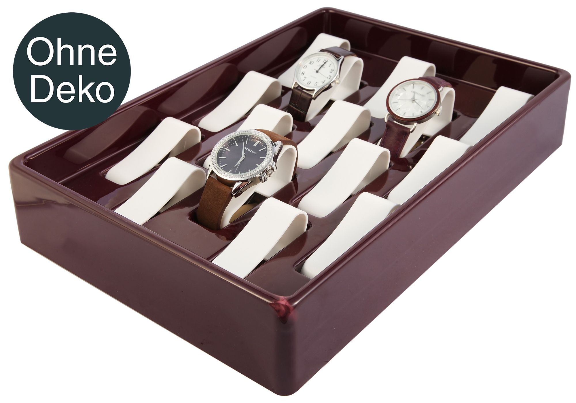 Horlogebox incl. sluitingen, donkerrood/wit, 23 cm x 34 cm x 6 cm