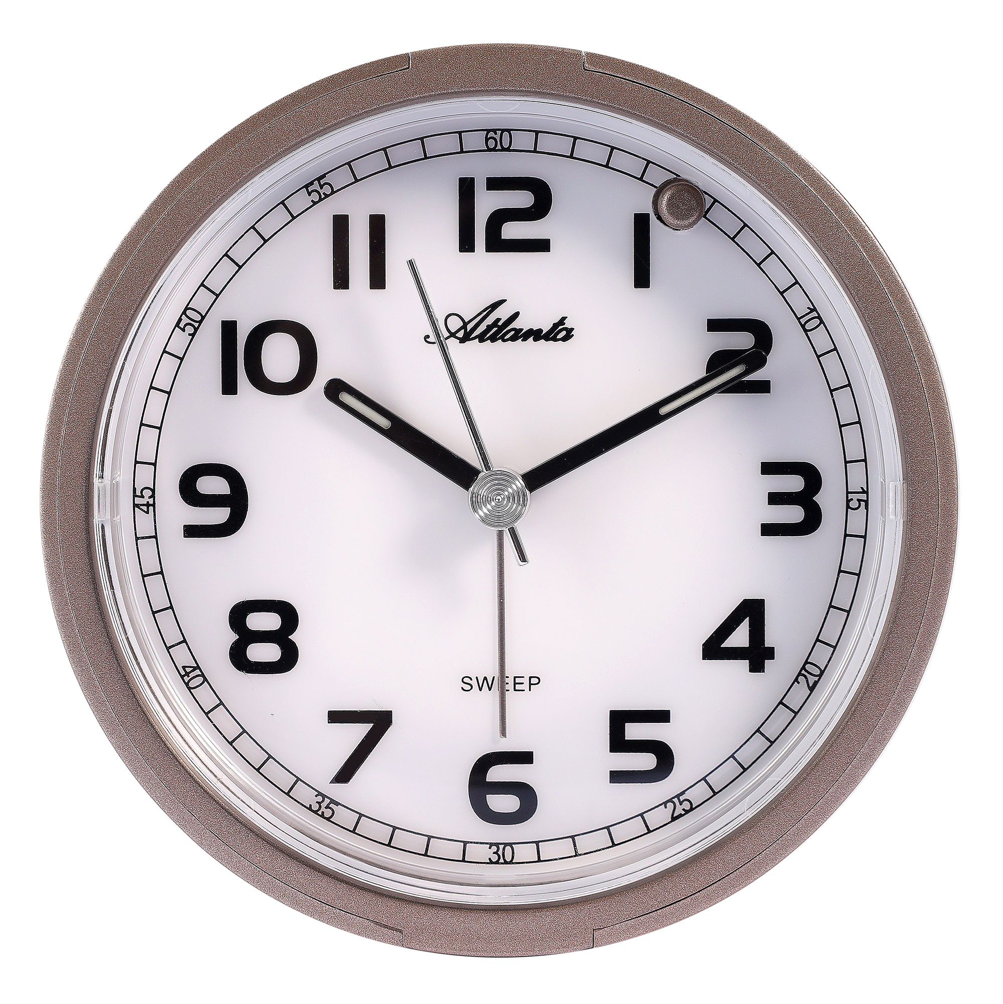 Atlanta Quarz-Wecker (Leisegang/ Licht/ Snooze), kupfer/ braun