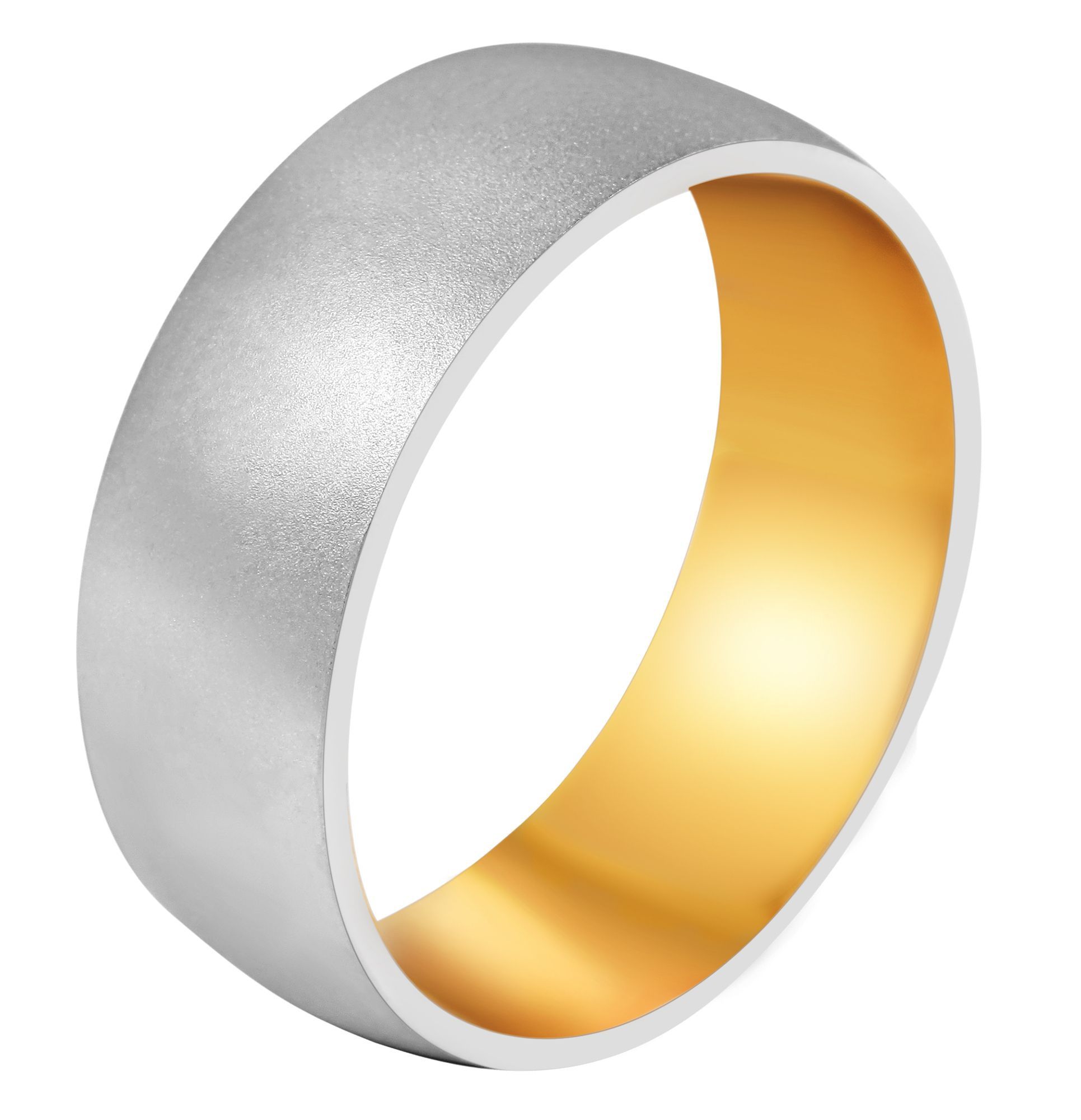 Akzent Herren-Partnerring aus Edelstahl, sandmatt, silberfarben, Größe 58