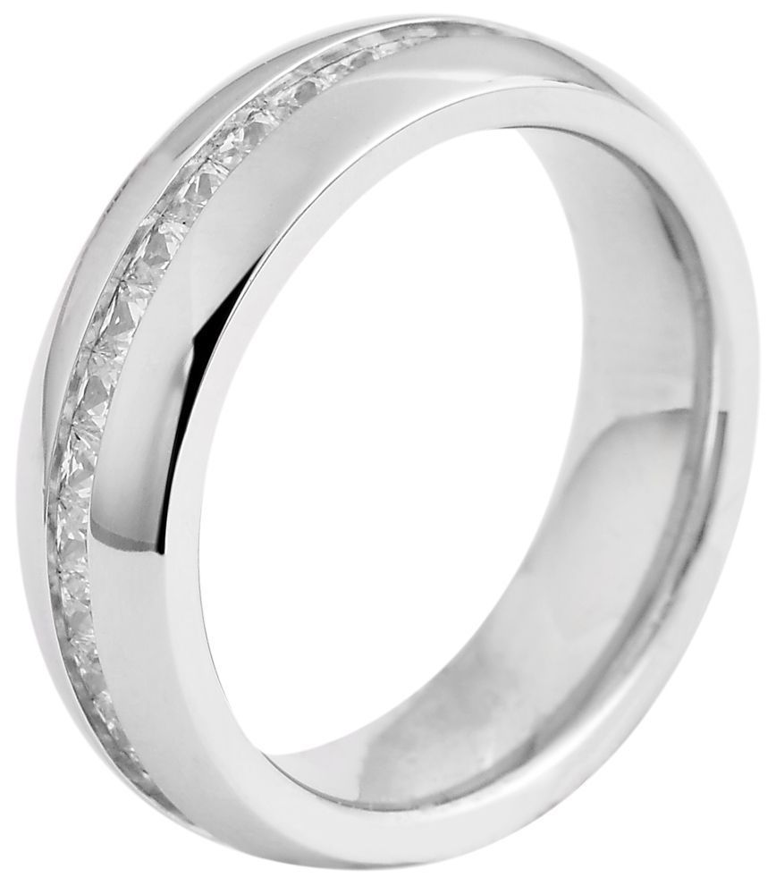 "Sensual Balance", dames partnerring, roestvrij staal, witte similibre zetting, zilverkleurig, maat 50