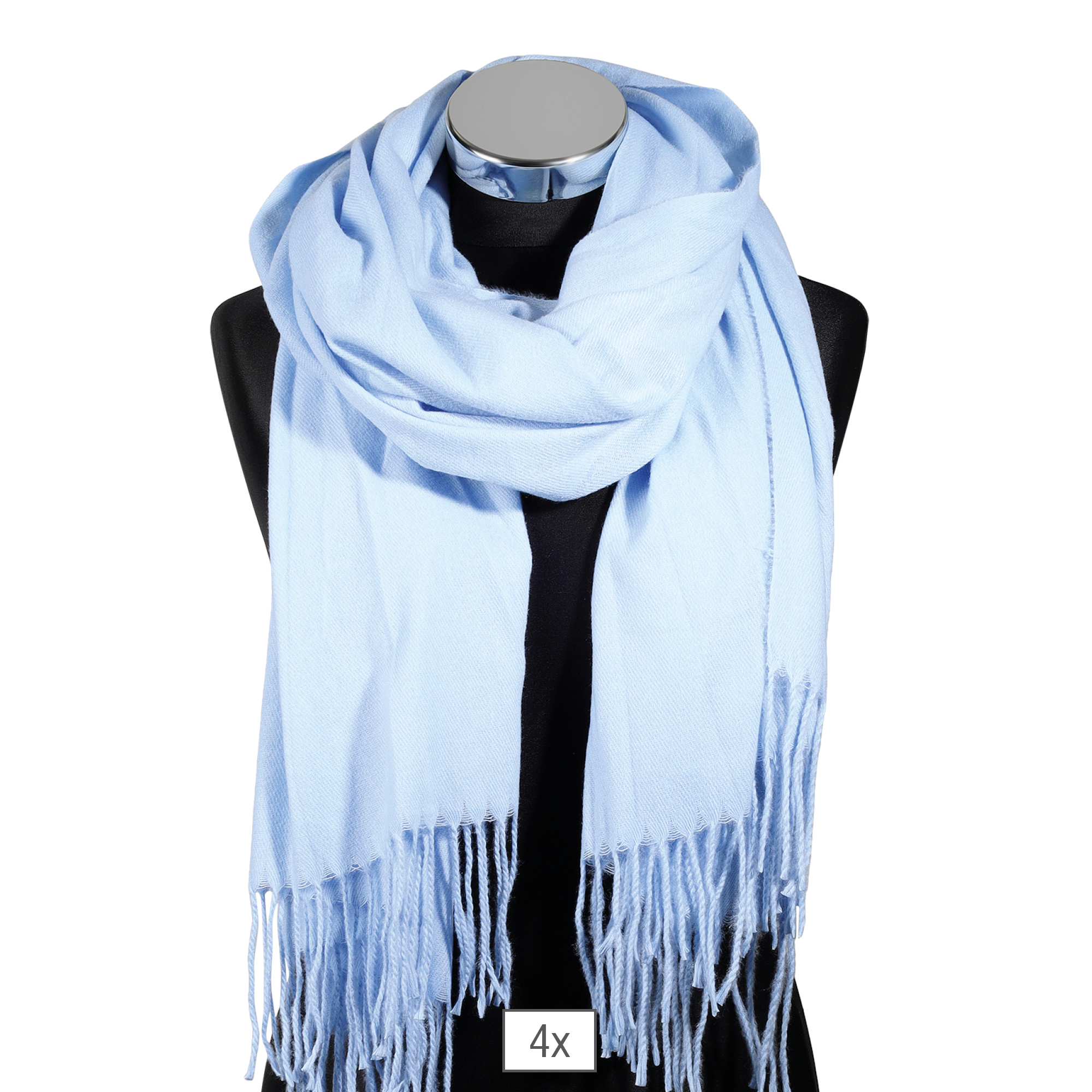 Wintersjaal, effen lichtblauw, 100% viscose, PU 4