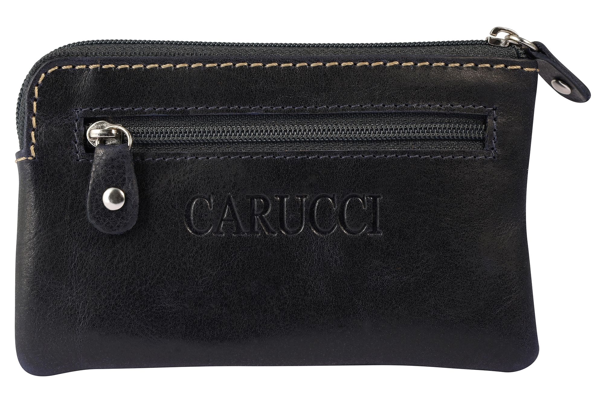 Carucci echt lederen sleuteletui, RFID, donkerblauw