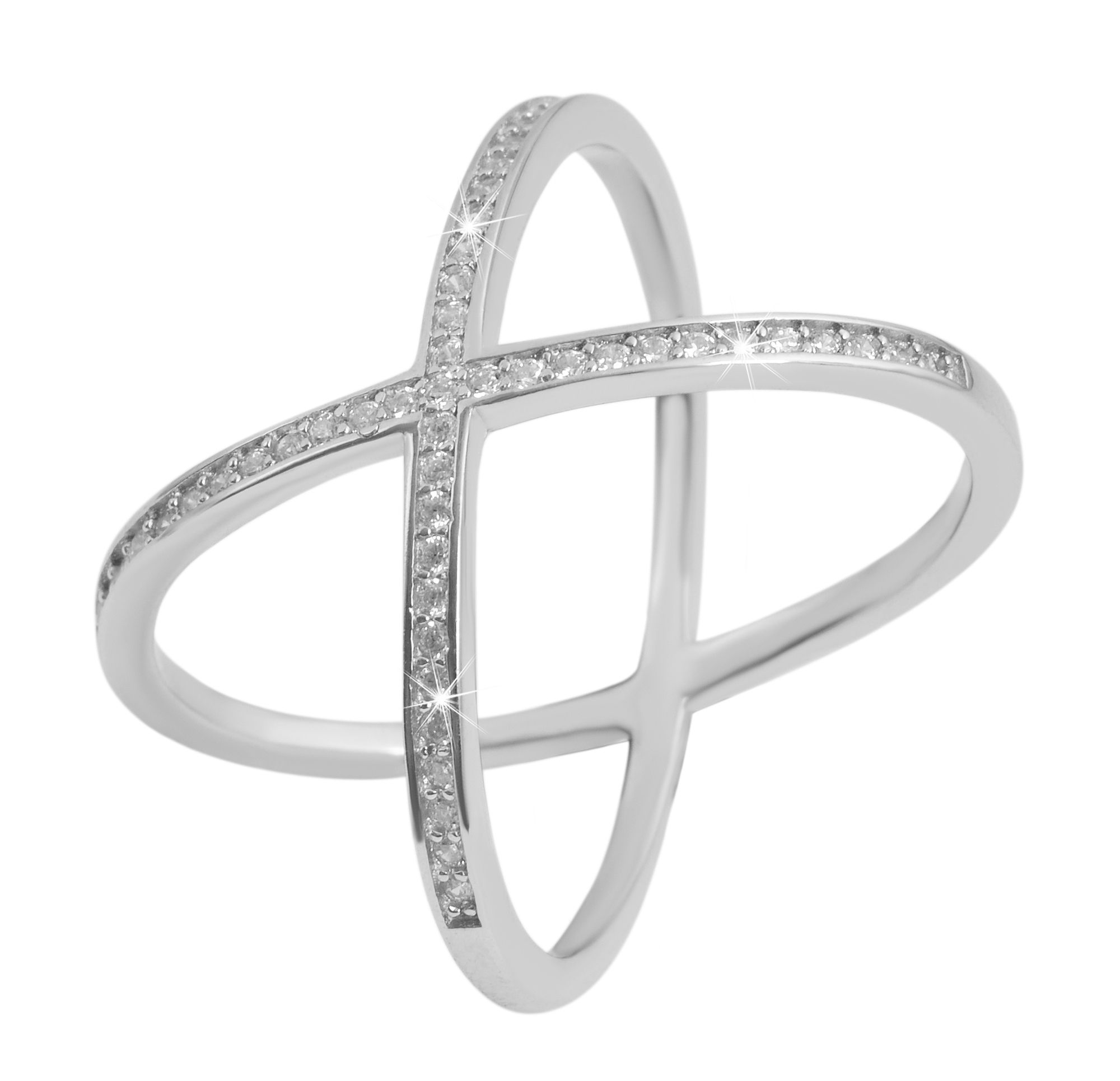 925 Echt Silber Ring, Zirkoniabesatz, 925/rhodiniert, Gr. 56