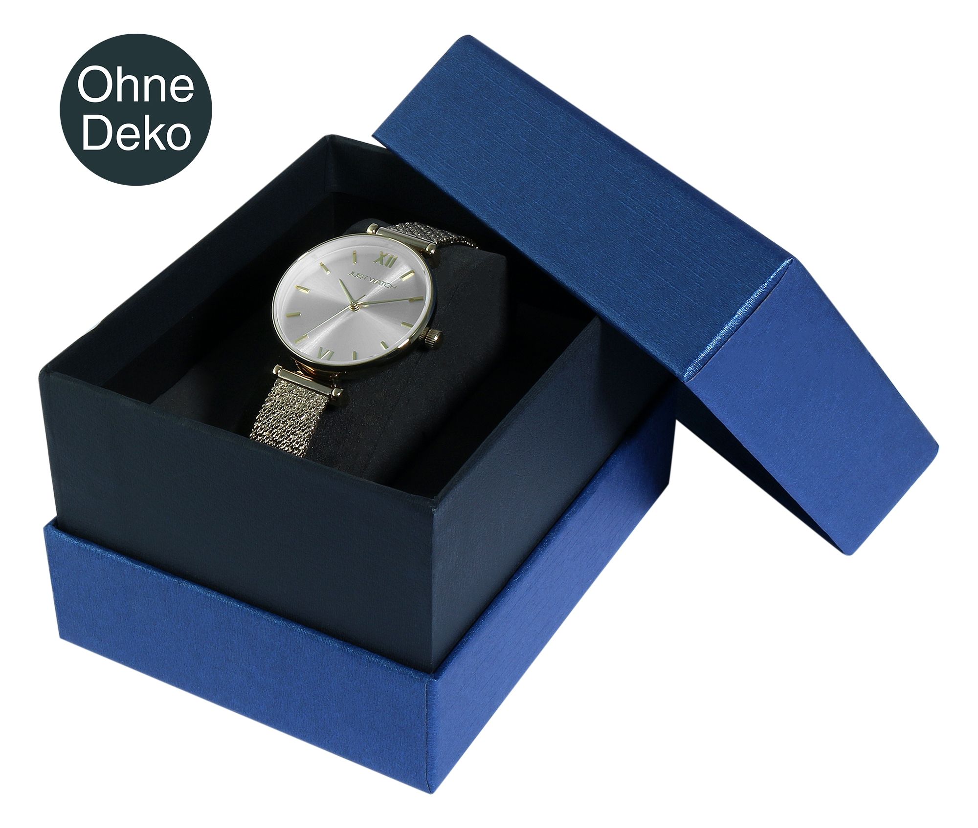 Uhrenbox mit abnehmbarem Deckel, Pappe, 11 x 9 x 7 cm, blau