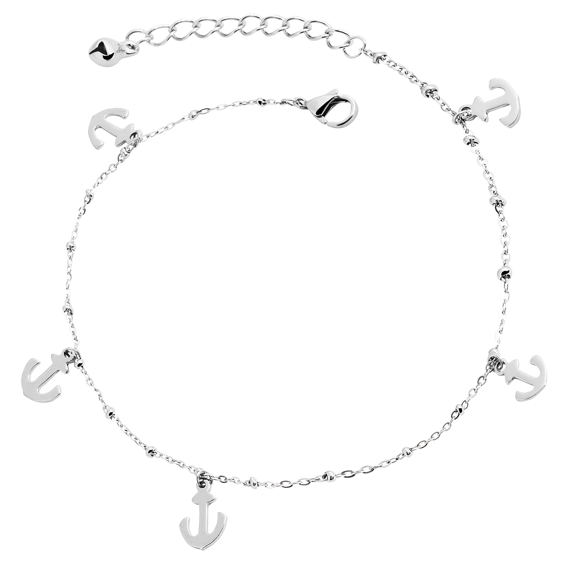 Accent stainless steel enkelband, anker motief, maritiem