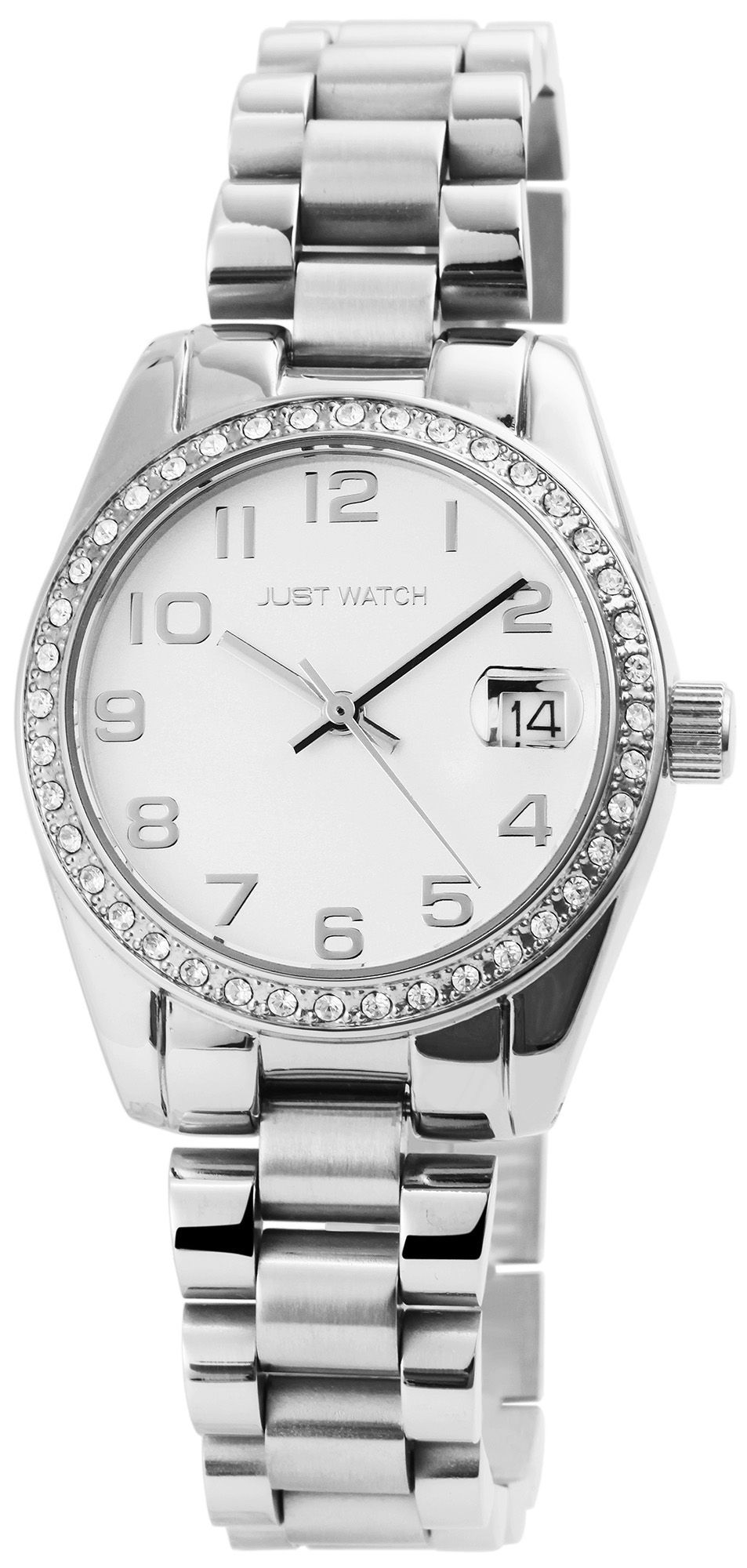 Just Watch Damenuhr "Emmi", Edelstahlband, Ø 33 mm, silberfarben/weiß
