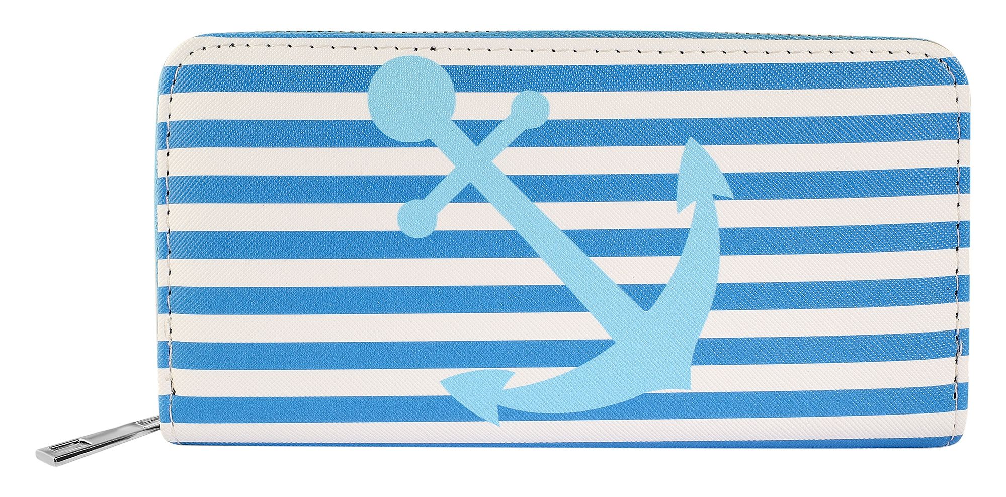"Arima", Cham Cham Damengeldbörse aus Ledermitat, maritim, hellblau/weiß