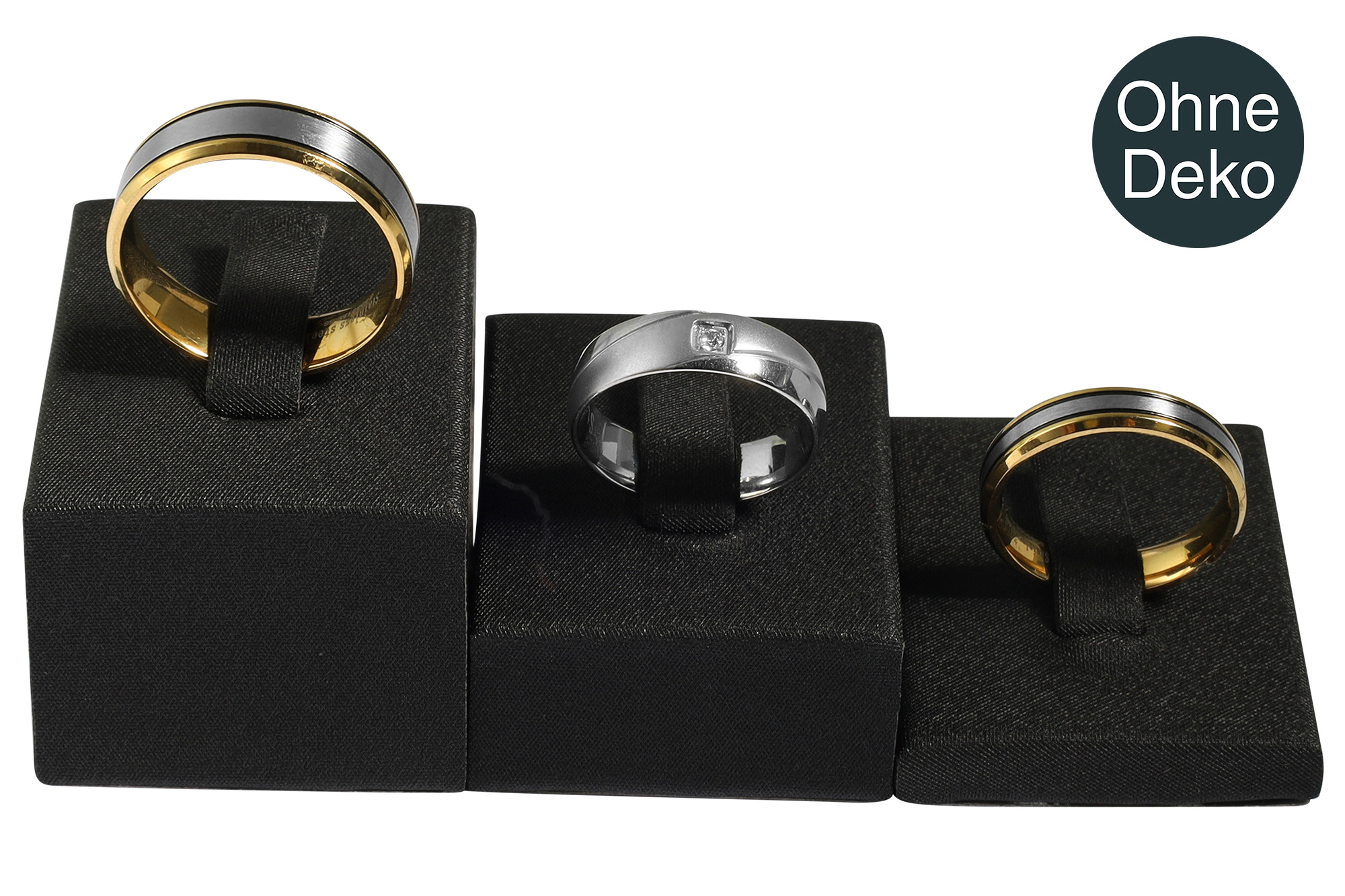 Aufsteller für Ringe, 3 Stück sort., Kunststoff, schwarz