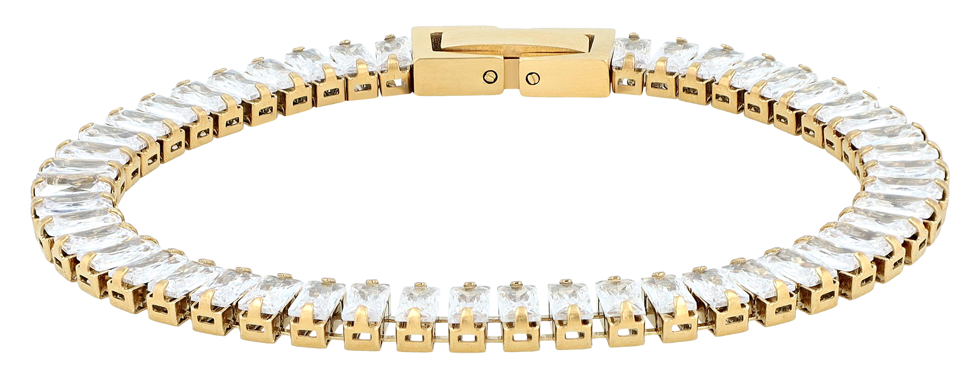 "Benedetta " Tennisarmband, zirkonia, 16,5 + 2,5 cm, goudkleurig