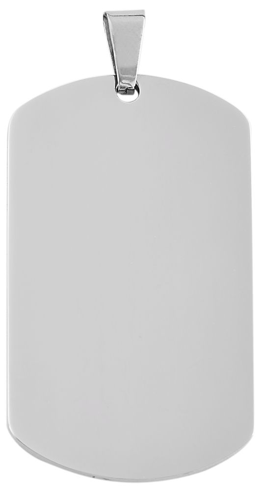"Asha" Akzent Edelstahl Gravuranhänger/ Dog Tag, 50 x 29 mm, silberfarben