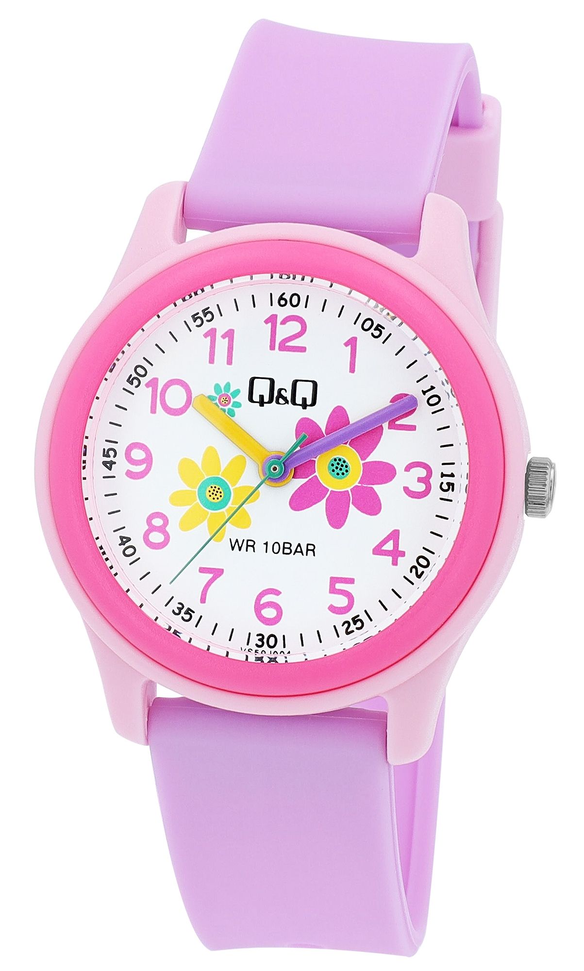 Q&Q Kinderuhr mit Silikonarmband, "Blumen", 10 Bar