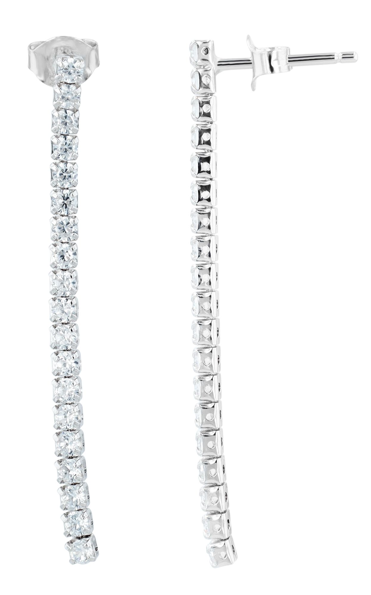 "Ayana" 925/- echt zilveren oorbellen met hanger/ tennis oorbellen, zilverkleurig gerhodineerd