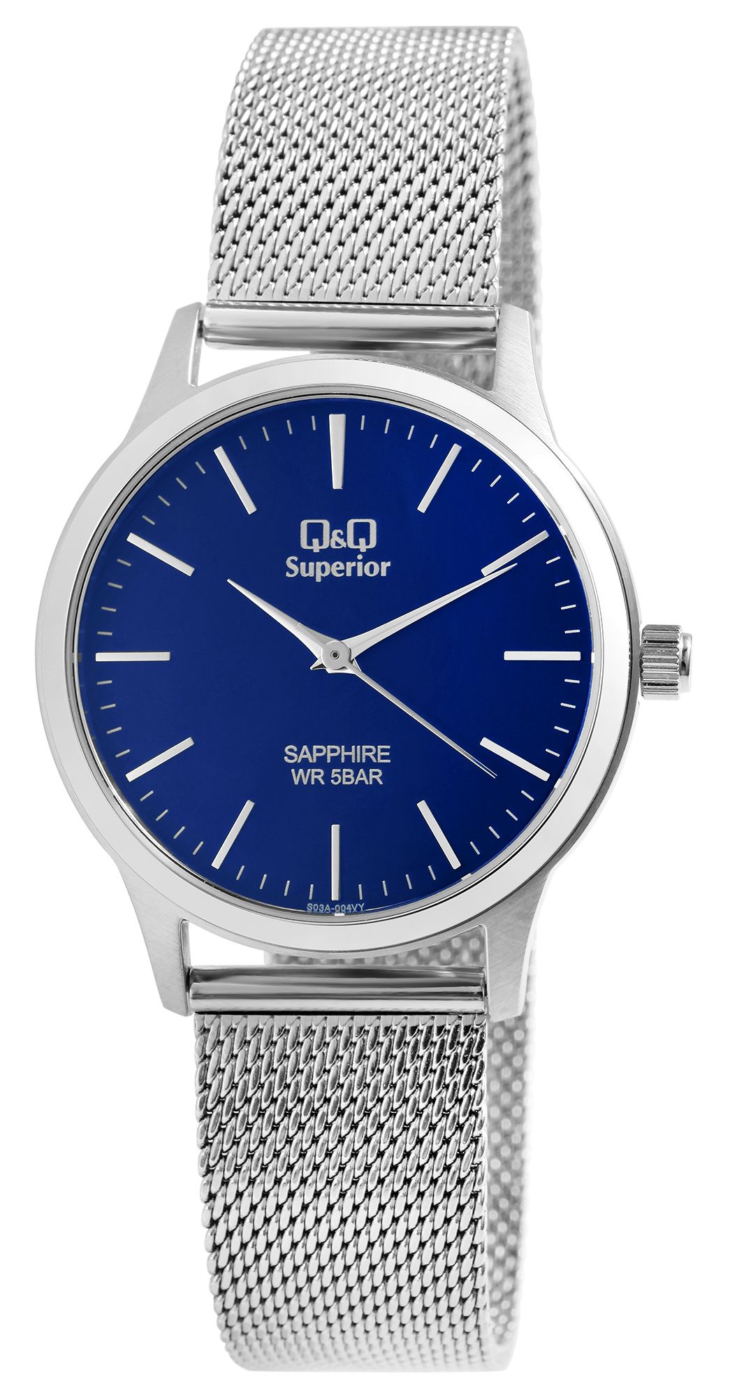 Q&amp;Q Superior unisex horloge met Milanese armband, roestvrij staal, saffierglas, 5 bar