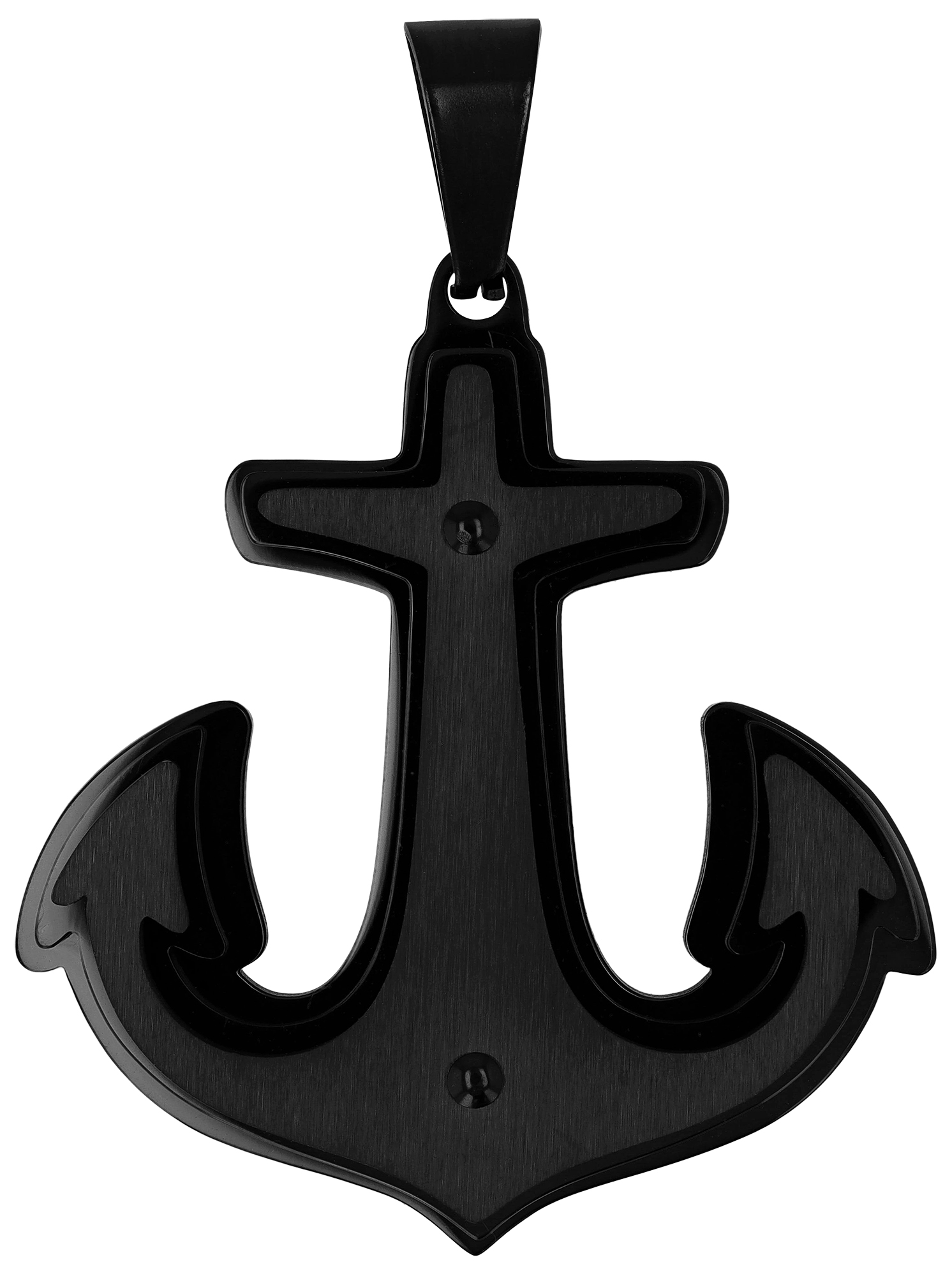 "Donar", Akzent Edelstahlanhänger, Anker, gebürstet/poliert, schwarz, 3.7 x 3.4 cm