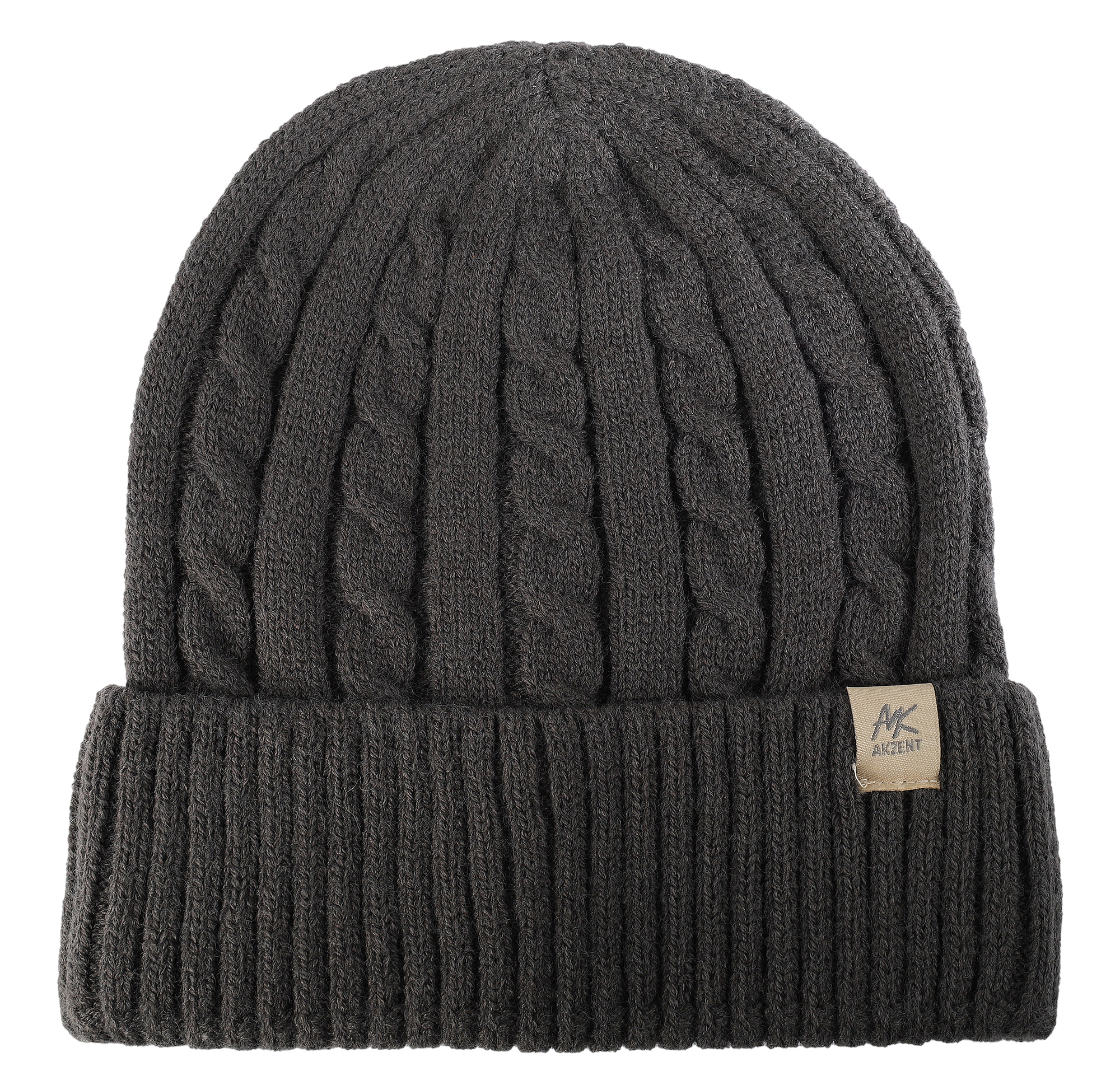 Accent gebreide muts met omslag, 100% acryl, 4 pakken, grijs