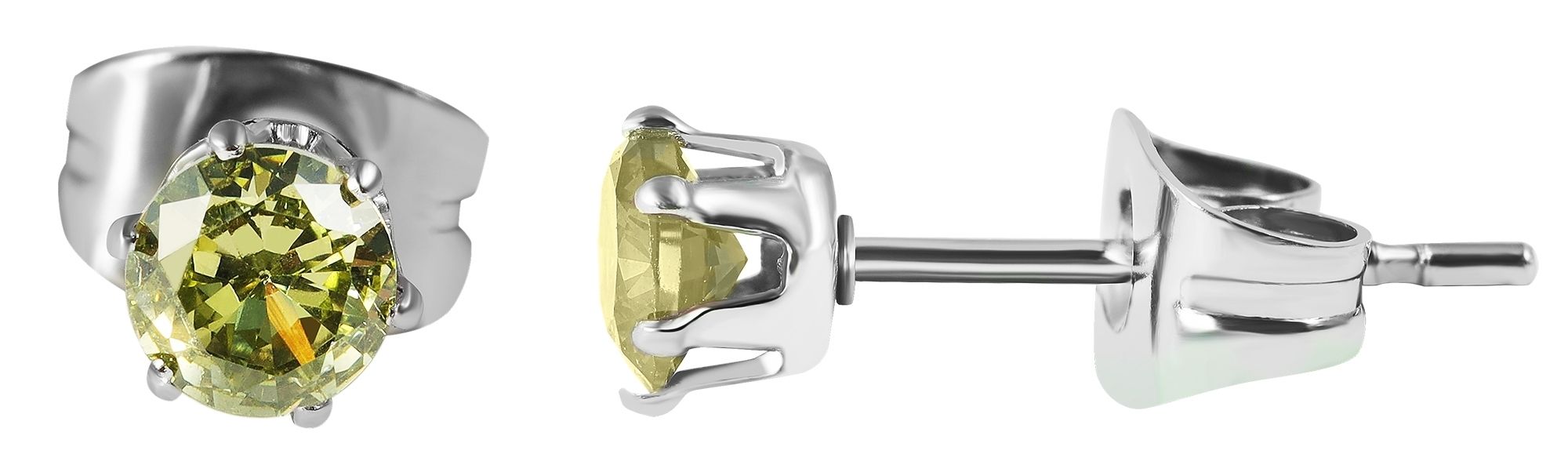 Akzent Ohrstecker "Taj" aus Edelstahl, grüner Zirkoniabesatz Ø 5 mm