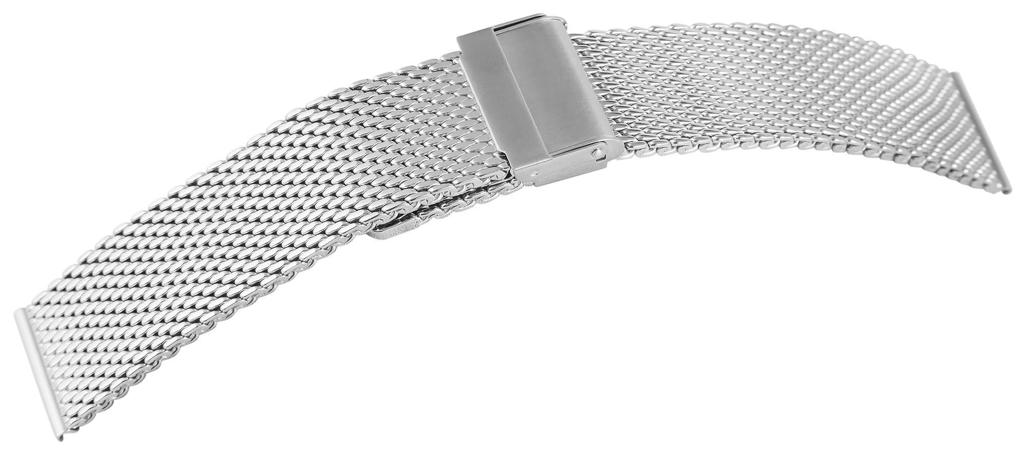 Milanees horlogebandje van roestvrij staal, zilverkleurig, 24 mm