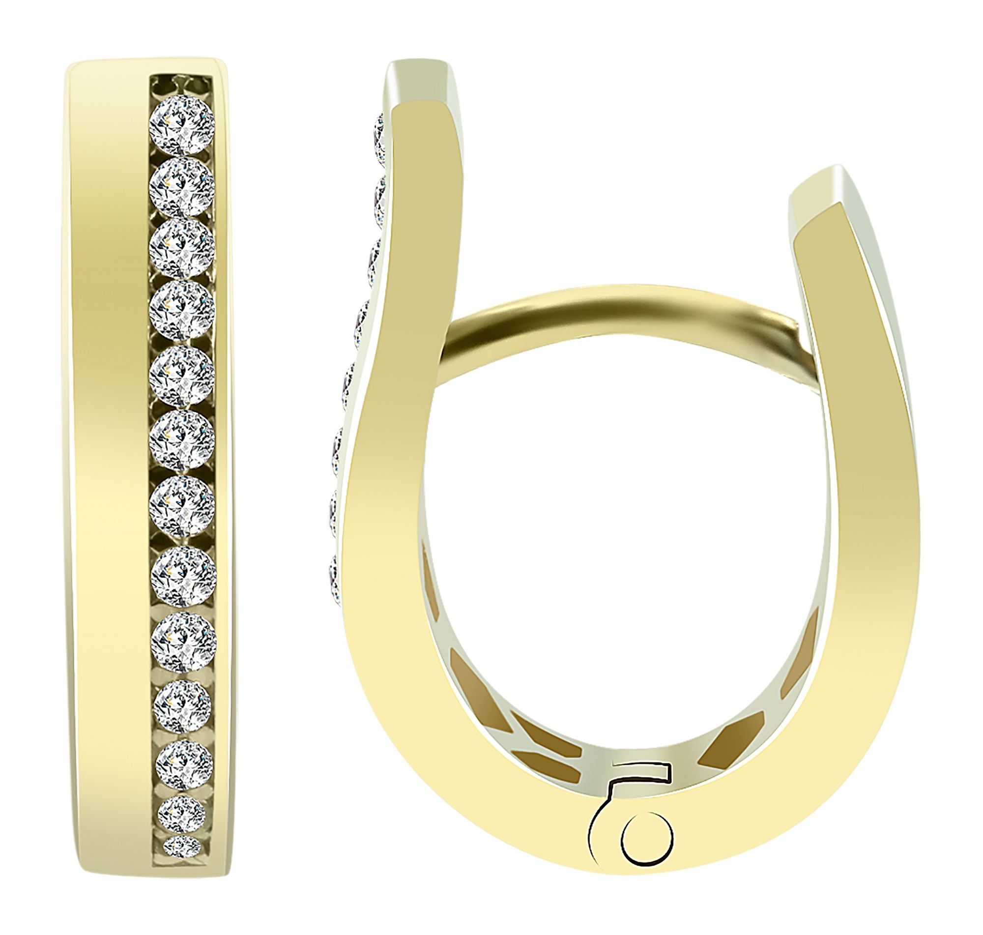 585/- Gold "Merle" Klapp-Creolen, Zirkoniabesatz, 14 Karat, Gelbgold