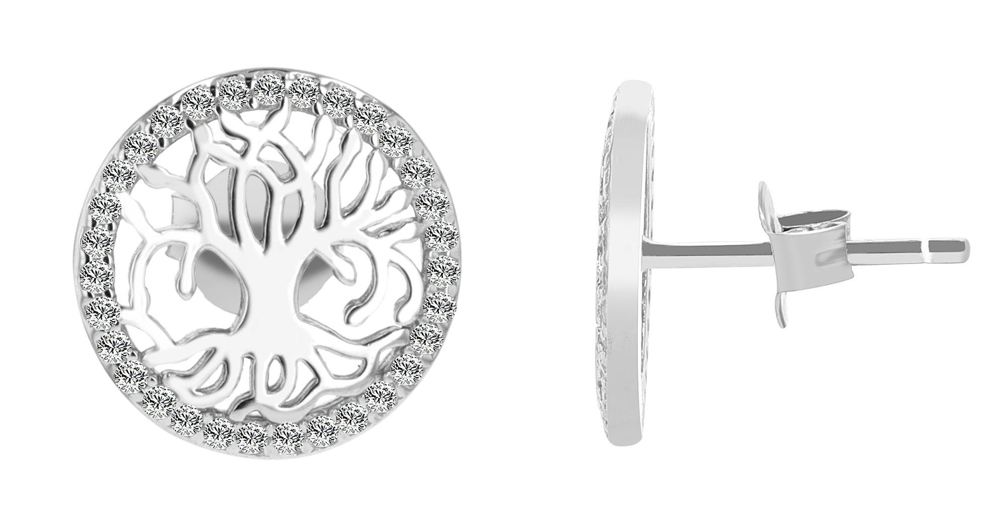 925/- Echt zilveren levensboom oorbellen "Aislinn", gerhodineerd