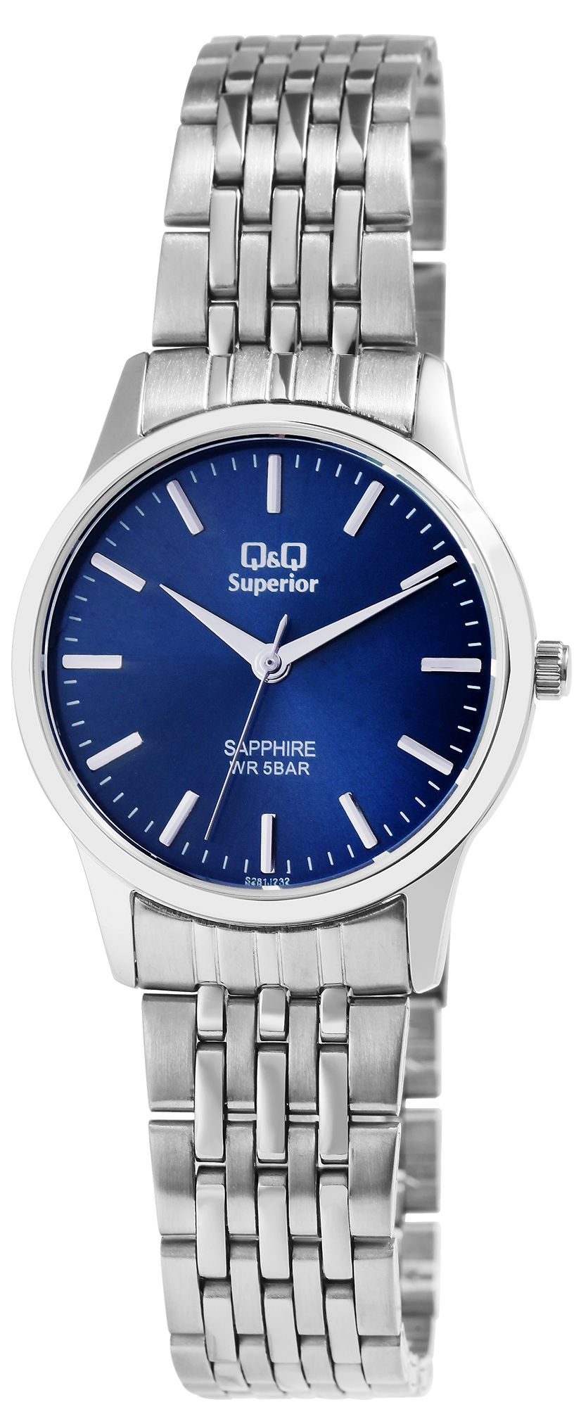 Q&amp;Q Superior damespolshorloge, roestvrij staal, saffierglas, 5 bar