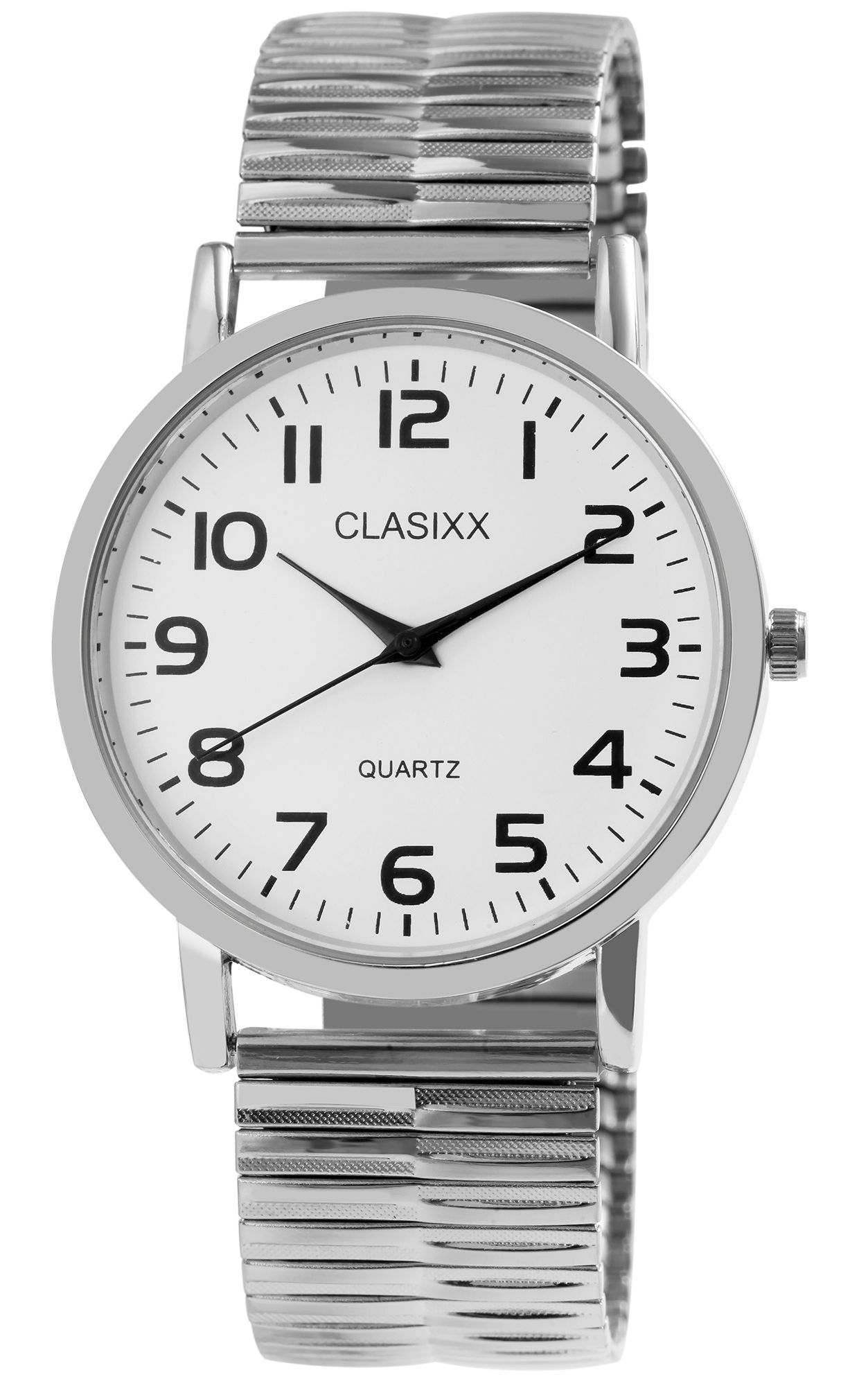 CLASIXX Herrenuhr mit Edelstahlzugarmband, silberfarben/weiß