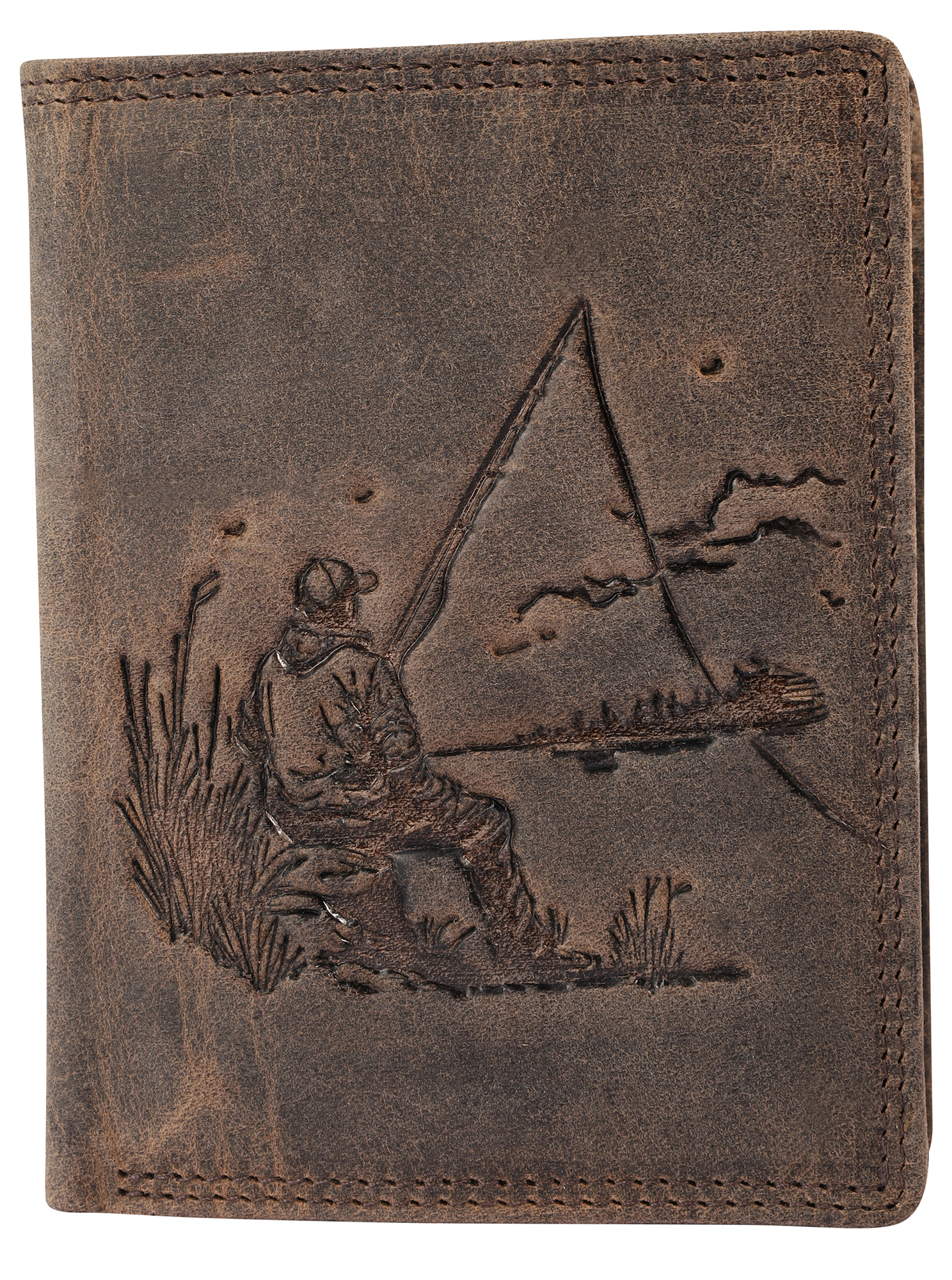 Akzent Geldbörse, RFID, Hochformat, Fischer/ Angler, dunkelbraun