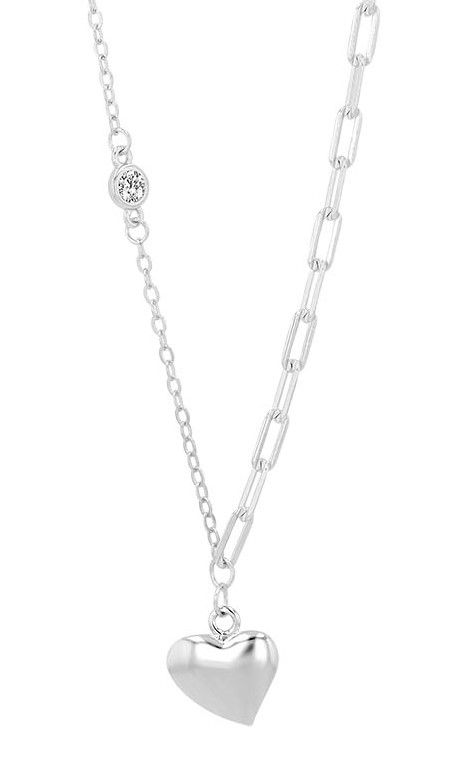 925/- Echt Silber Kette "Mireia" mit Herzanhänger, rhodiniert