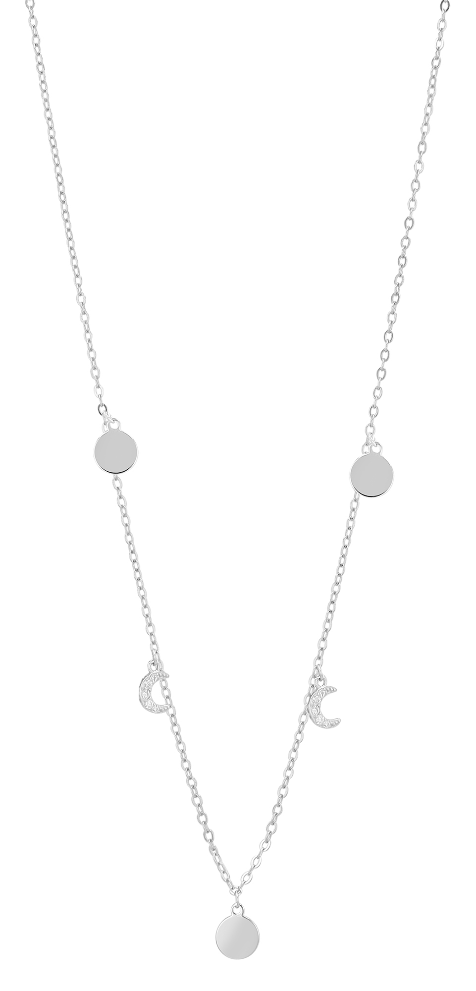 "Shine" 925/- echt zilver, gerhodineerd, graveerplaatje halve maan, 42 + 3 cm