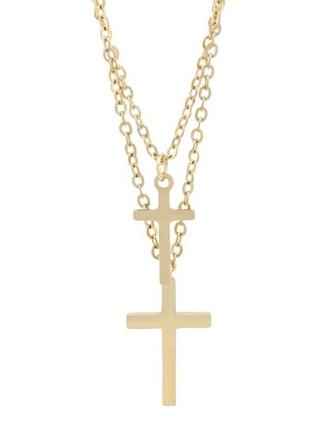 Accent laagjesketting "Adery" met twee kruishangers, roestvrij staal, goudkleurig