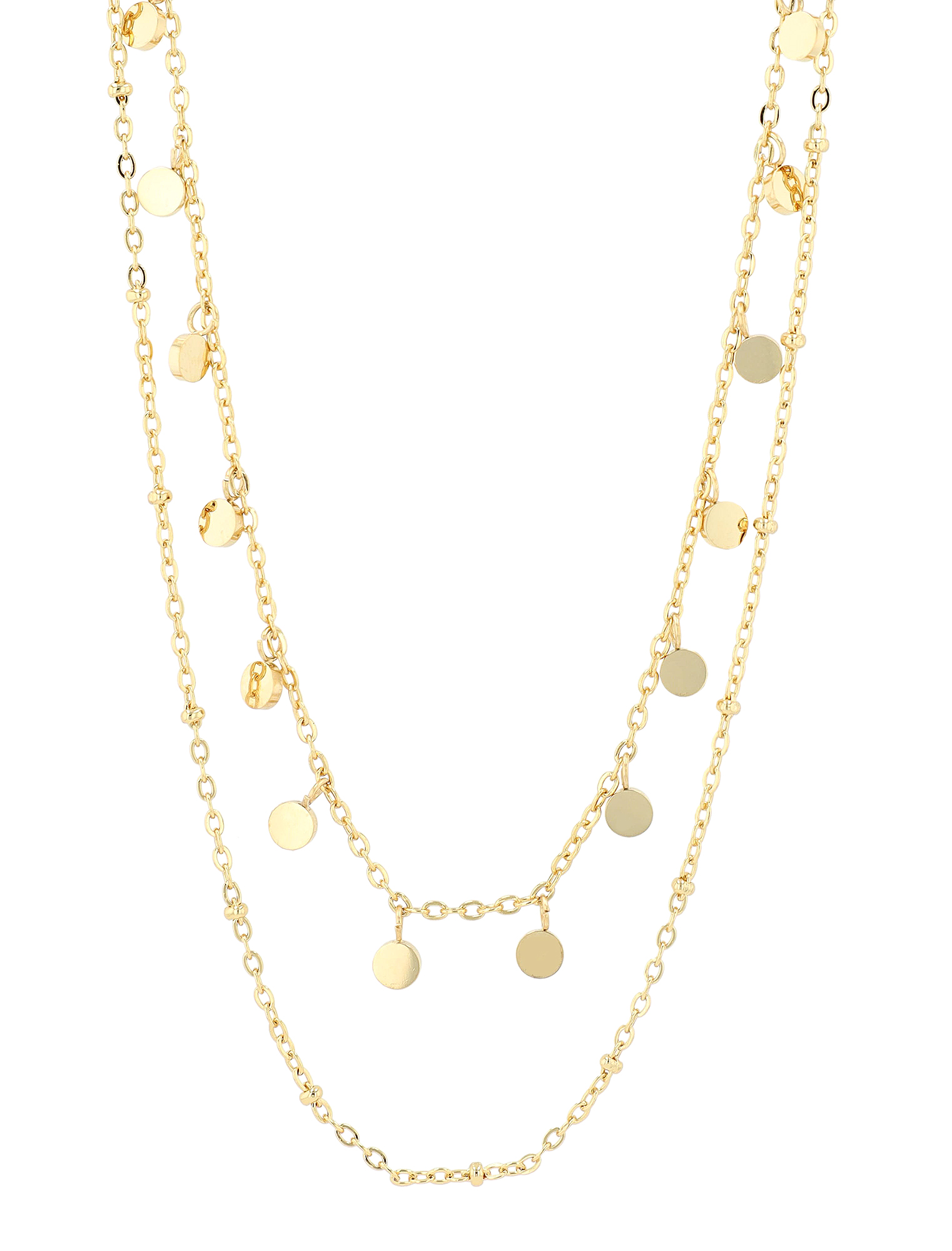 "Eline" Edelstahl Layering Kette mit Plättchen, 40/ 45 + 5 cm, goldfarben