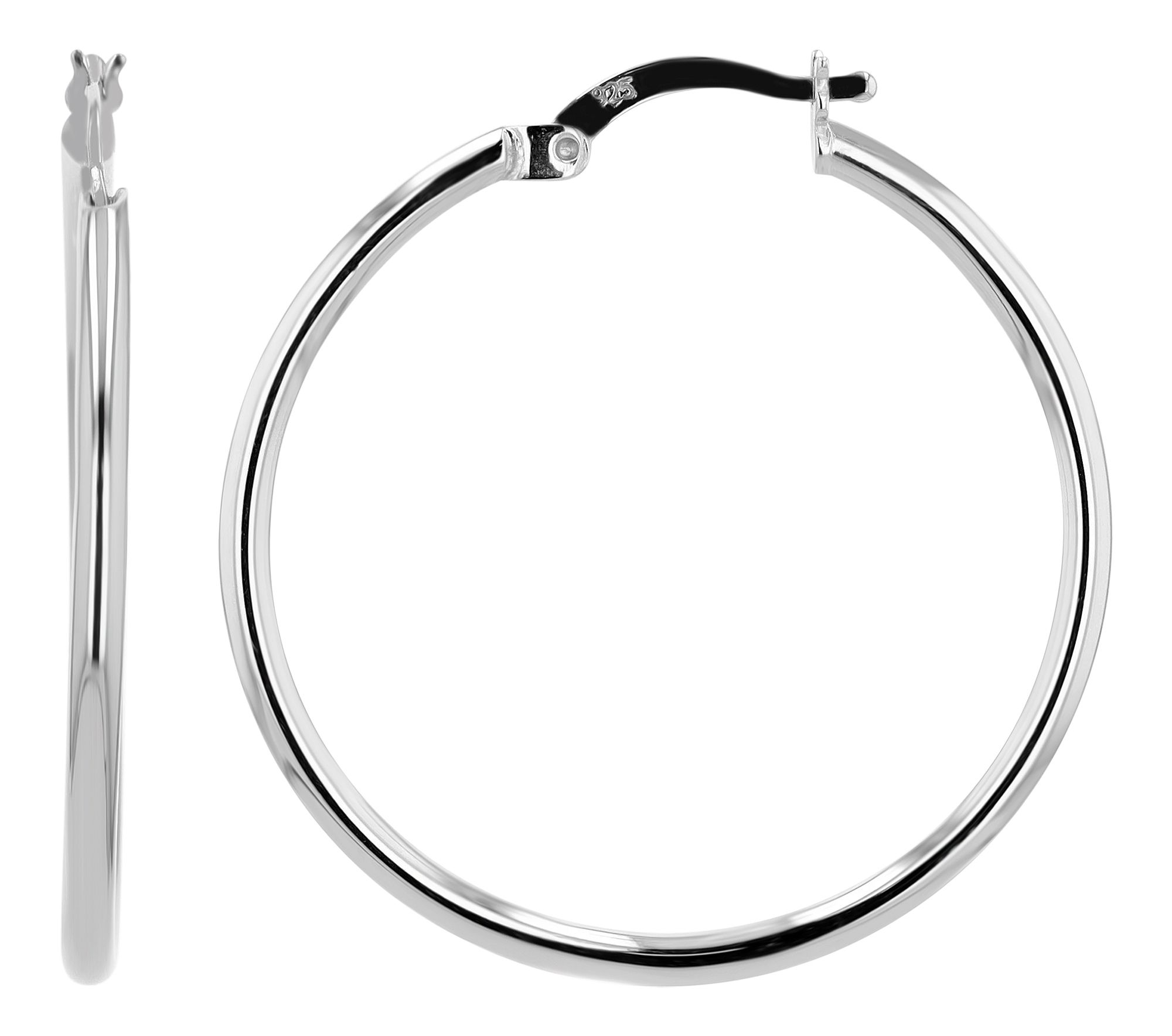 925/- Echt Silber Creolen "Ninfea", schlicht, rhodiniert, Ø 20 mm