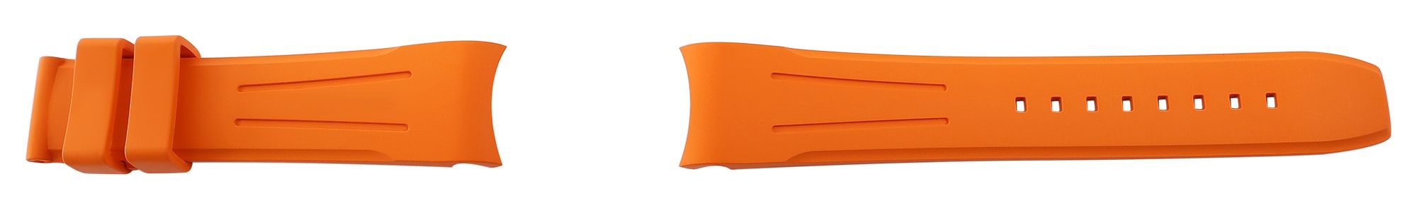 FKM rubberen horlogeband, gesp, 20 mm, oranje, (FKM = fluorelastomeer rubber)
