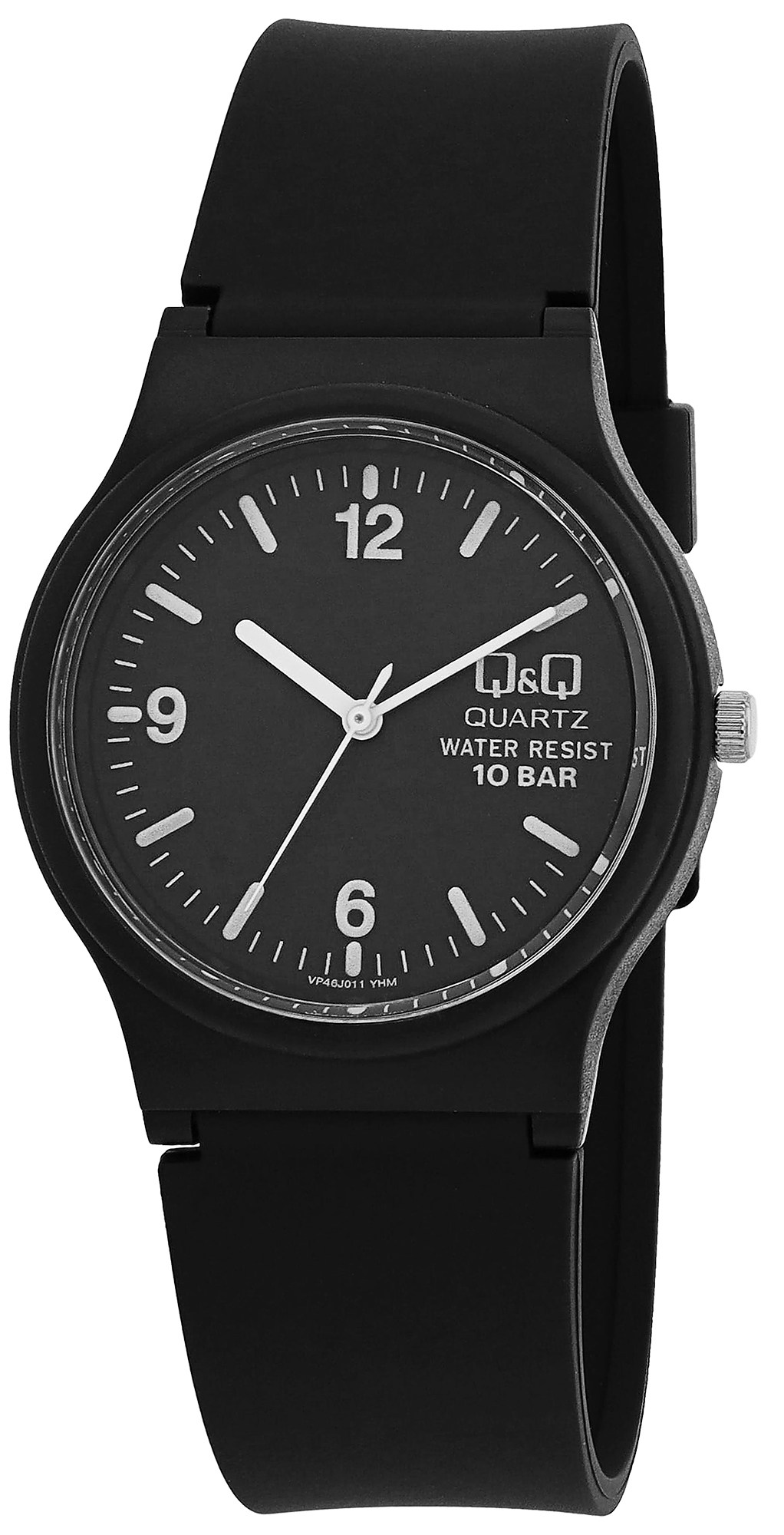 Q&Q Herrenuhr mit Silikonarmband, schwarz, 10 Bar