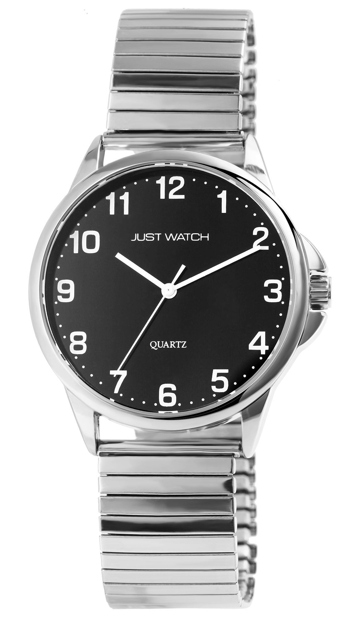JUST WATCH Herrenuhr mit Edelstahlzugarmband, silberfarben/ZB schwarz