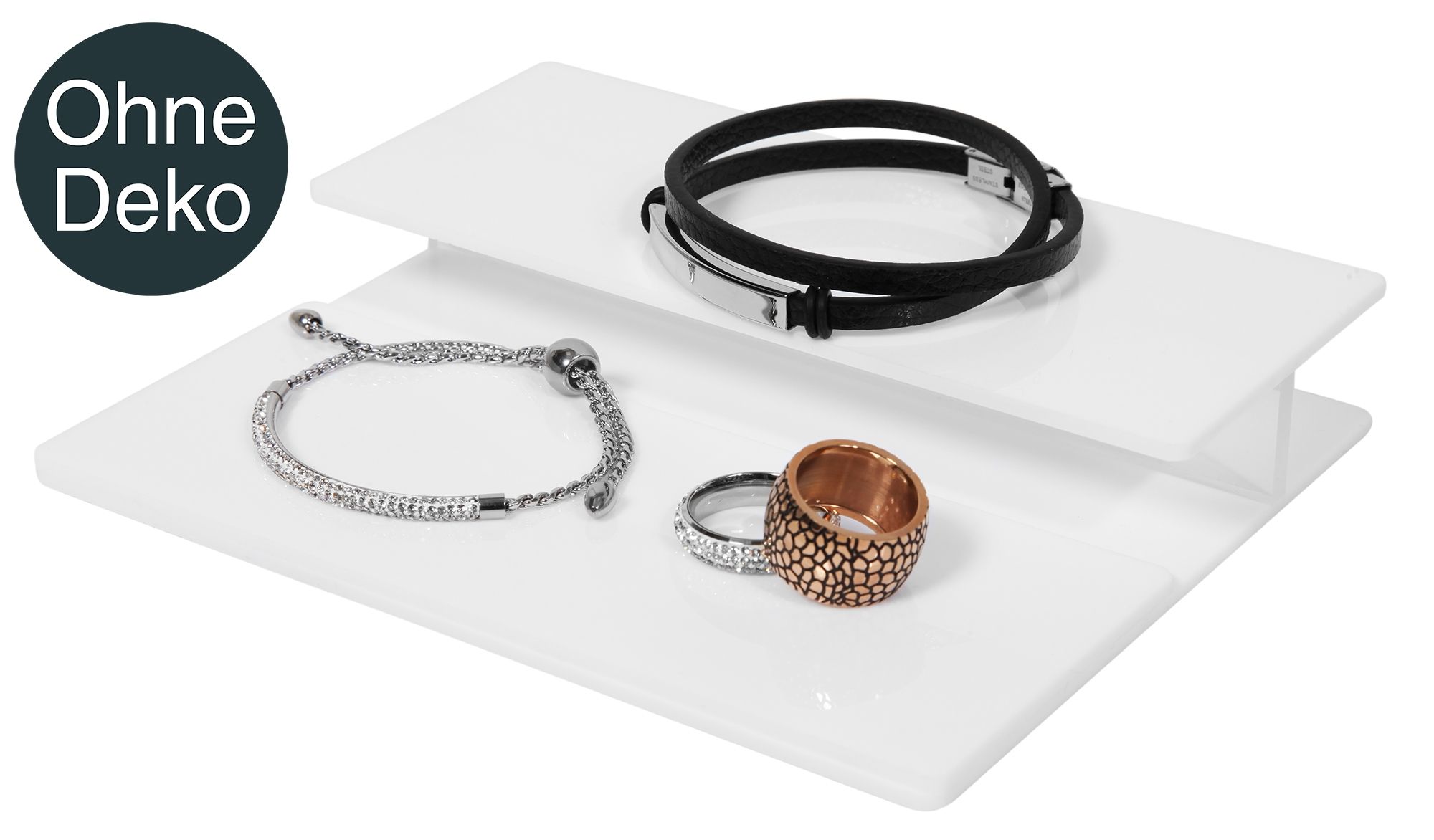 Display, kunststof, wit, tweelaags, 17,1 cm x 14 cm x 2,8 cm