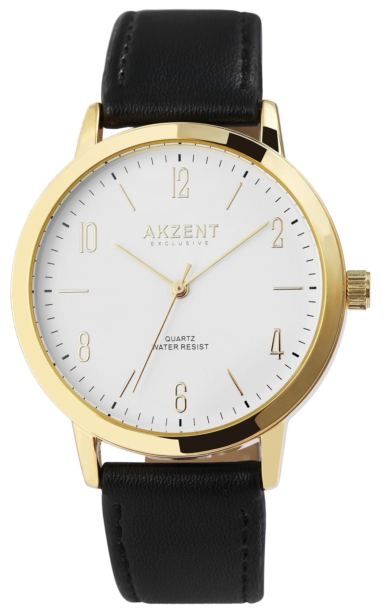 Akzent Exclusive Herrenarmbanduhr mit Lederimitationsarmband