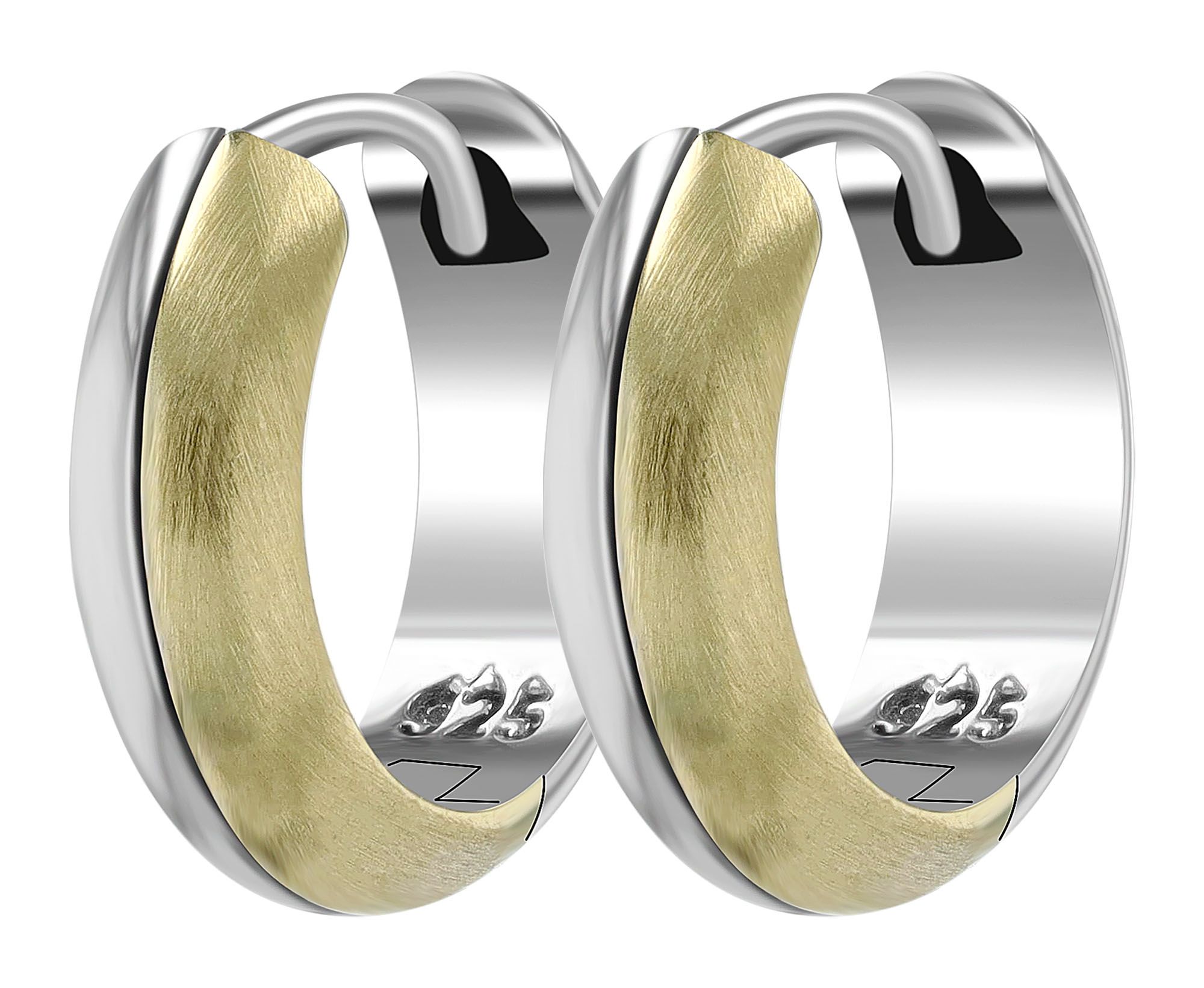 925/- Echt Silber Klapp-Creolen, bicolor "Eloise"