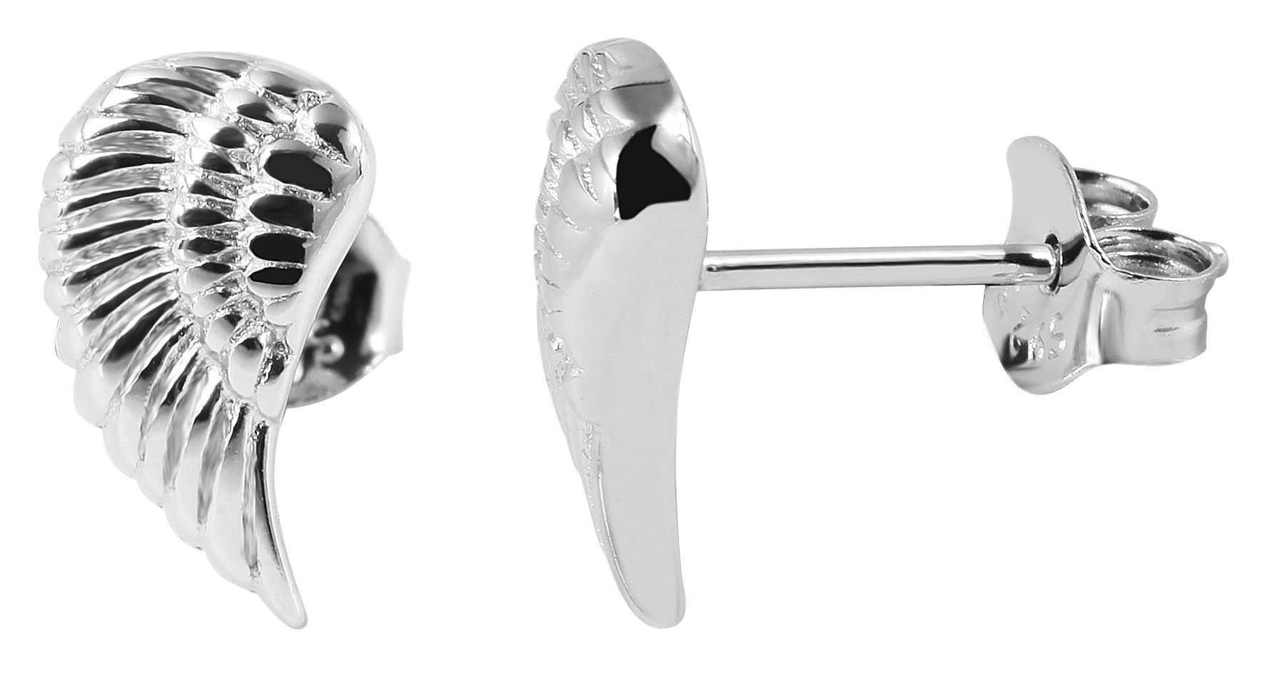 925/- Echt zilveren vleugel oorbellen "Frauke", 925/gerhodineerd