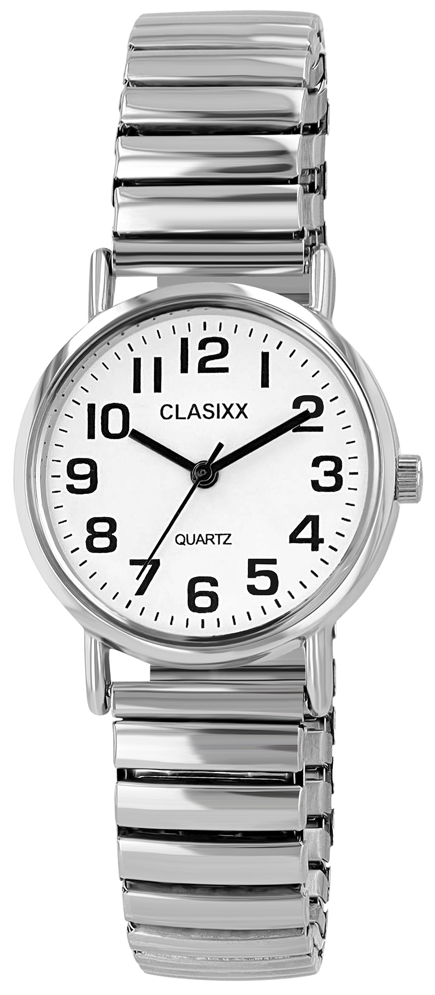 Clasixx dameshorloge met trekband, zilverkleurig/wit