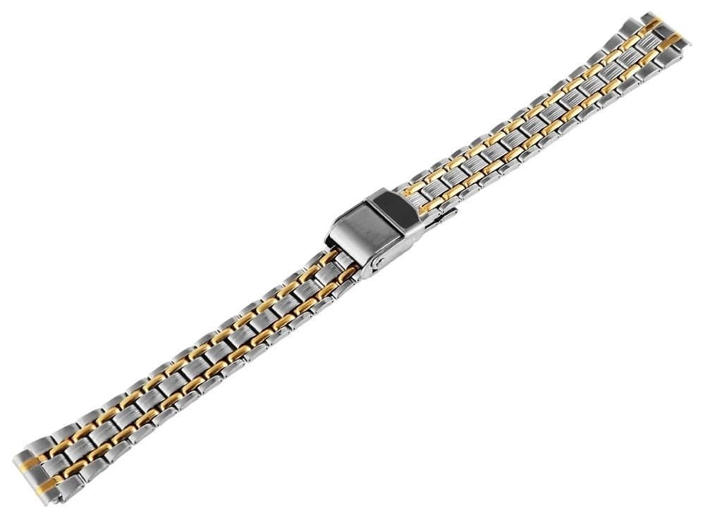 Edelstahl Uhrenarmband, silber/gold, 12 mm