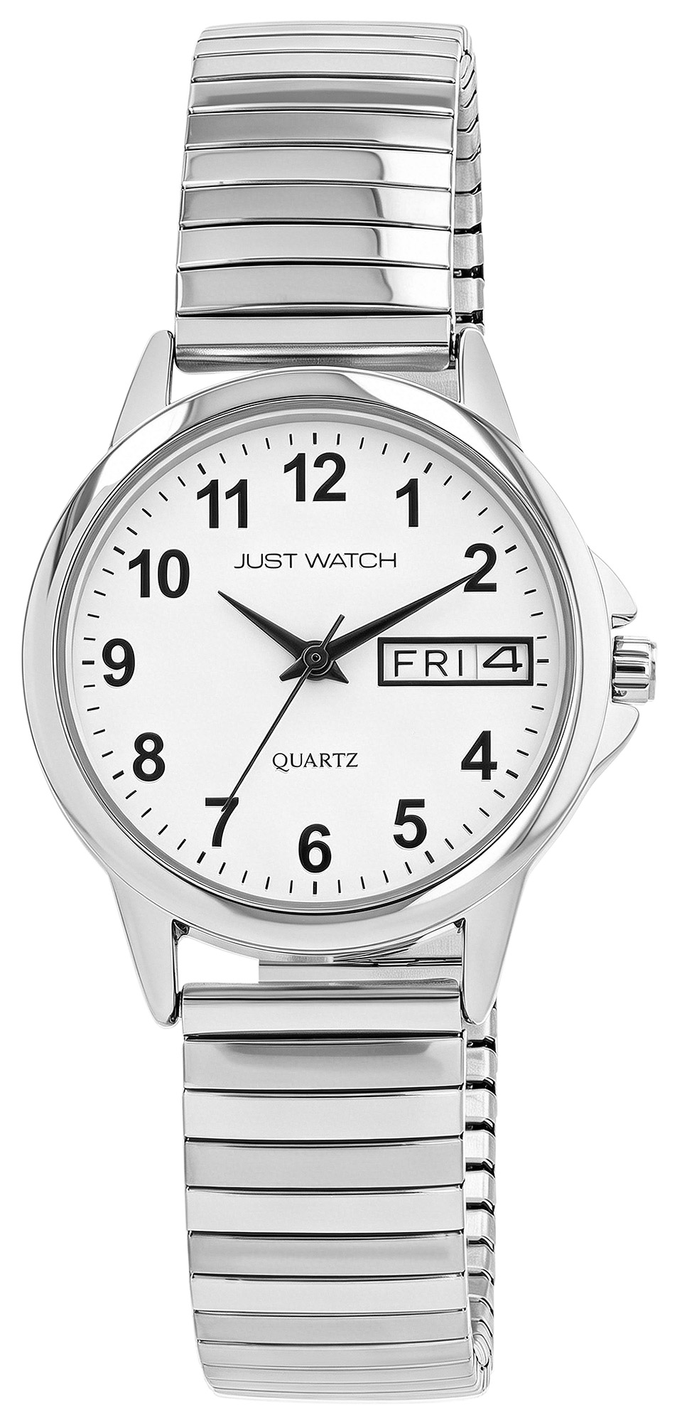 Just Watch "Agnes" Damenuhr Ø 29 mm, Edelstahl Zugband, silberfarben/ weiß