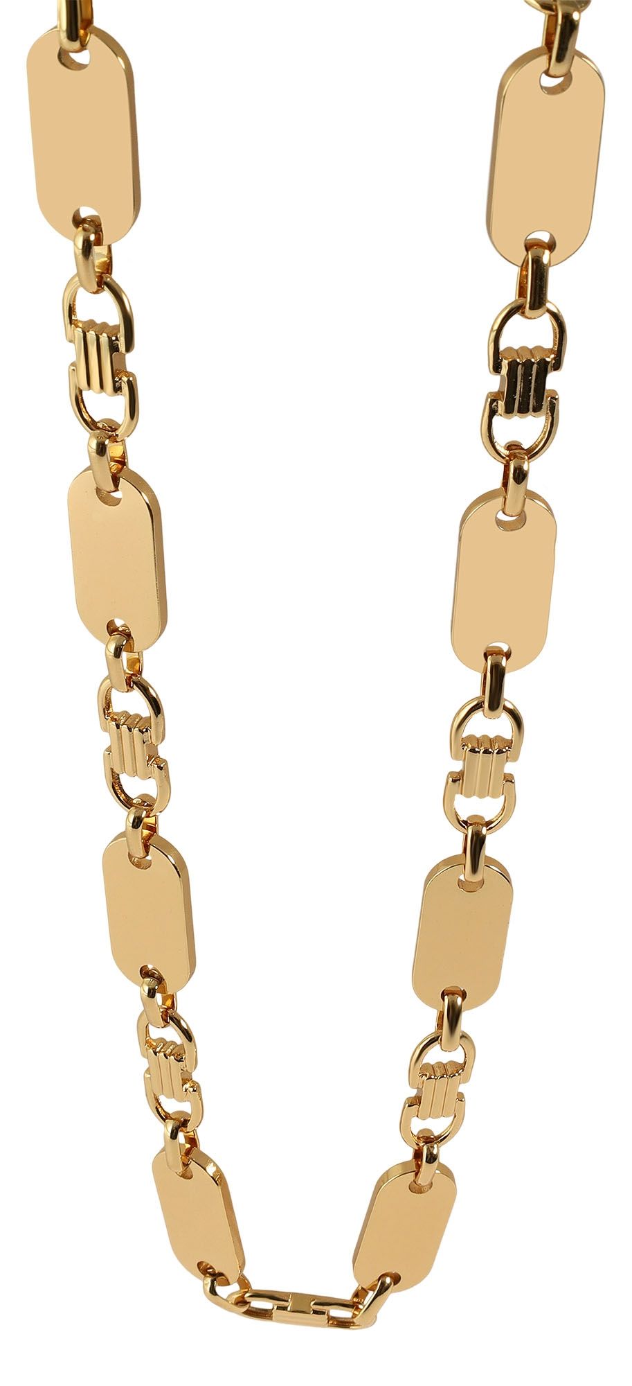 "Bent", roestvrijstalen plaatketting, goudkleurig, 55 cm/ 10 mm