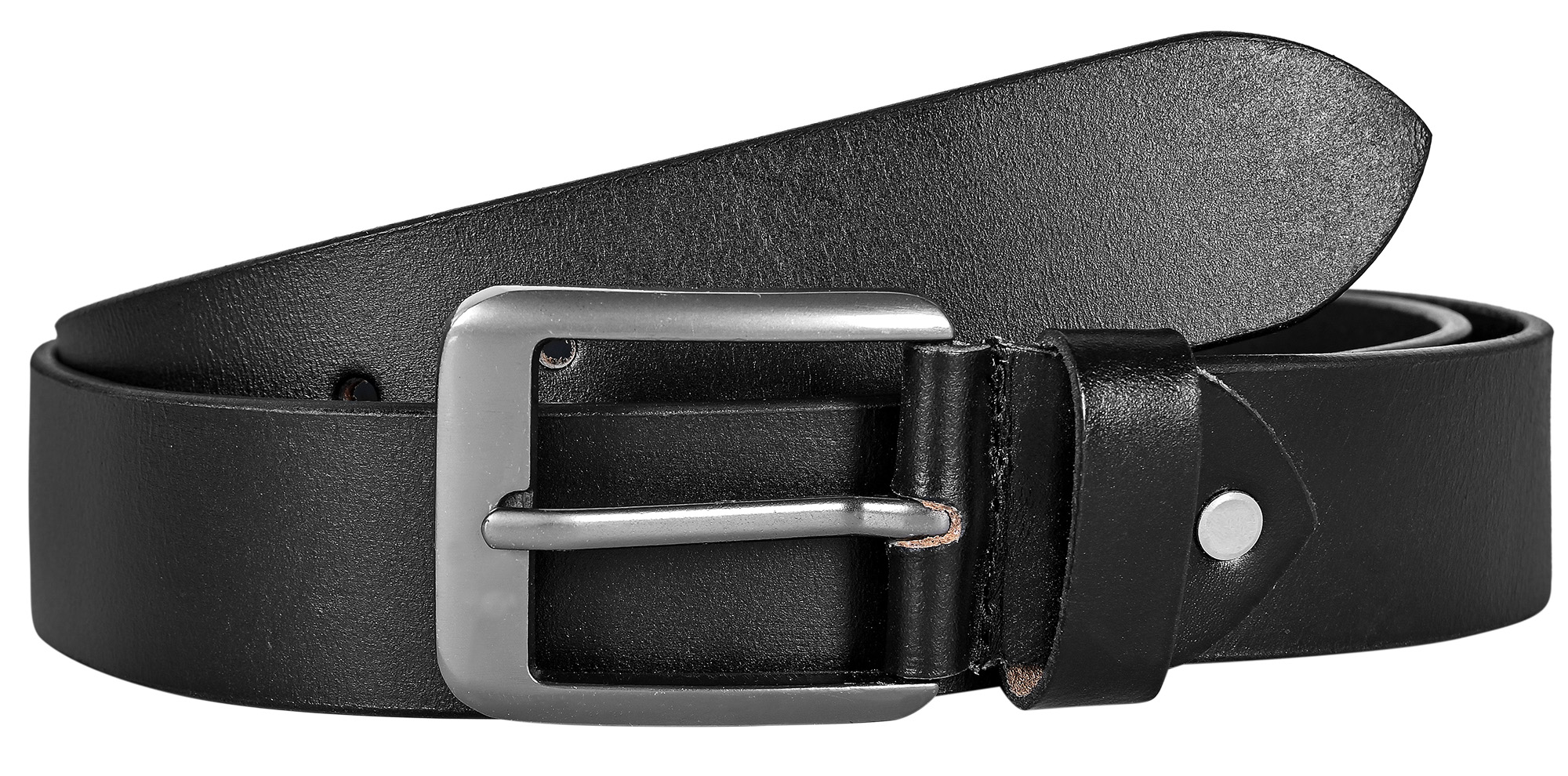 Leonardo Verrelli Gürtel Echtleder, kürzbar in schwarz, 100 cm