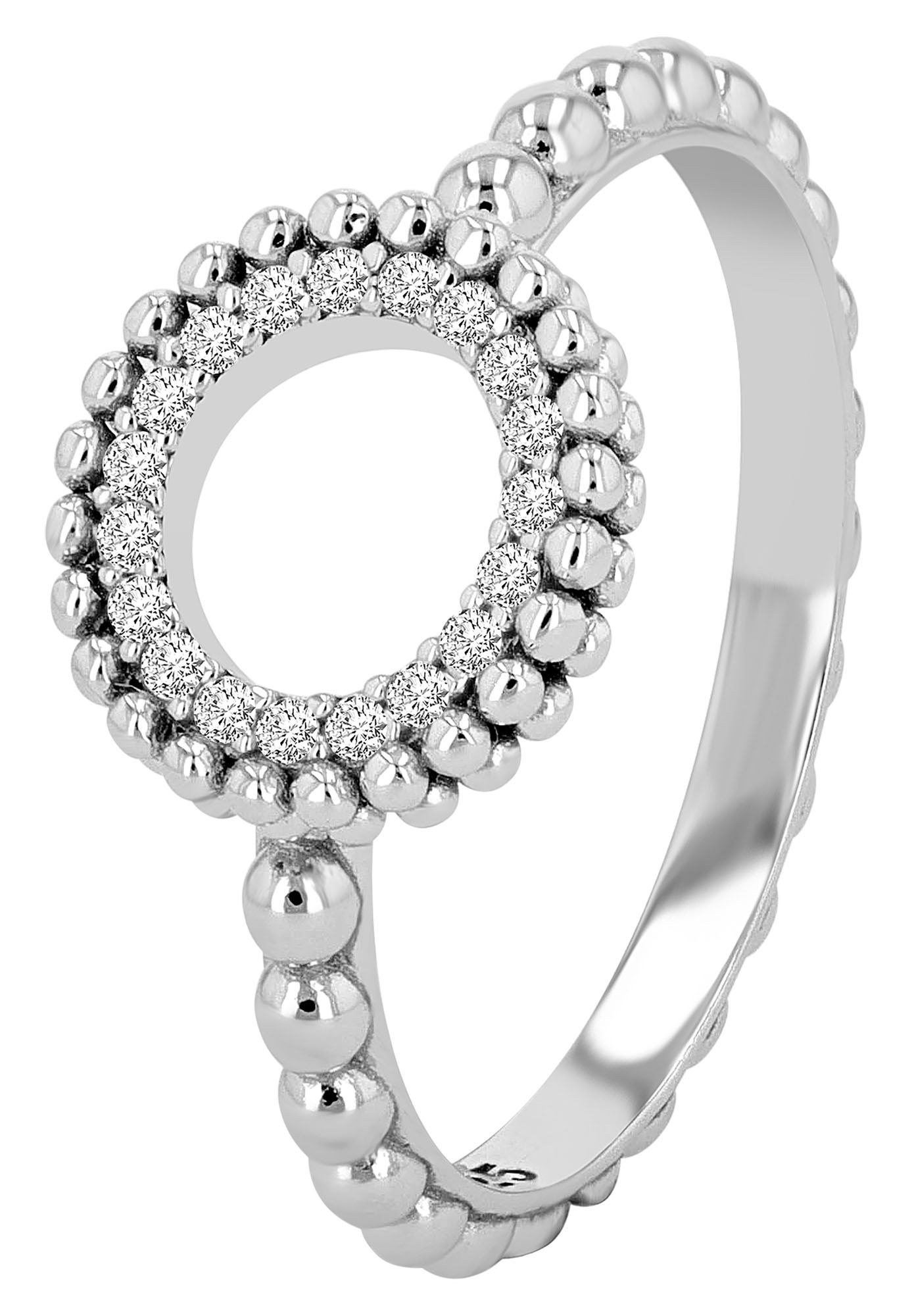 "Dotti" 925/- Echt Silber Damenring, rhodiniert, Gr 60